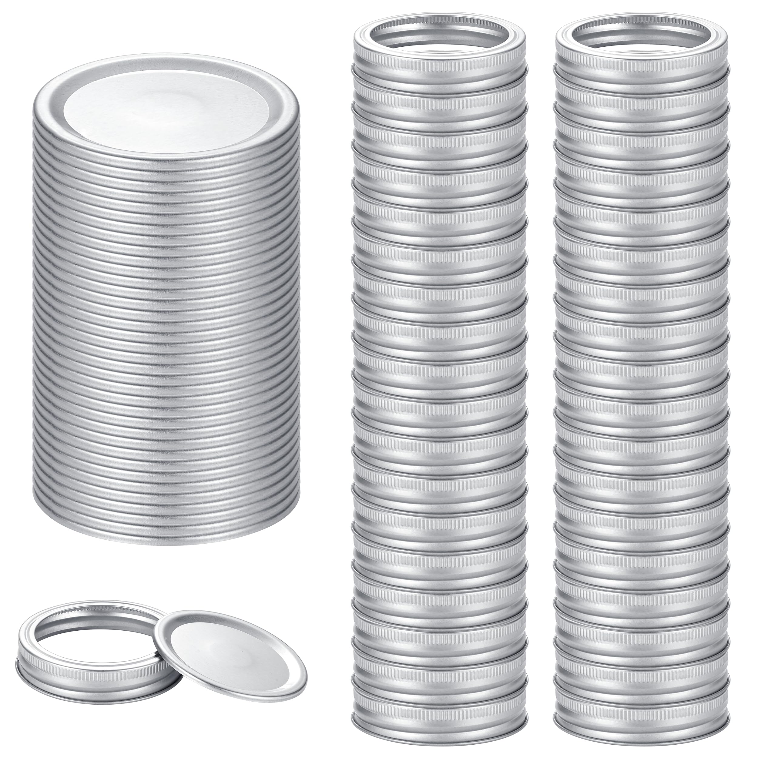 72Pcs Canning Lids with Rings Regular Mouth, for Ball, Kerr Jars - Split-Type Metal Mason Jar Lids for Canning - 100% Fit & Airt