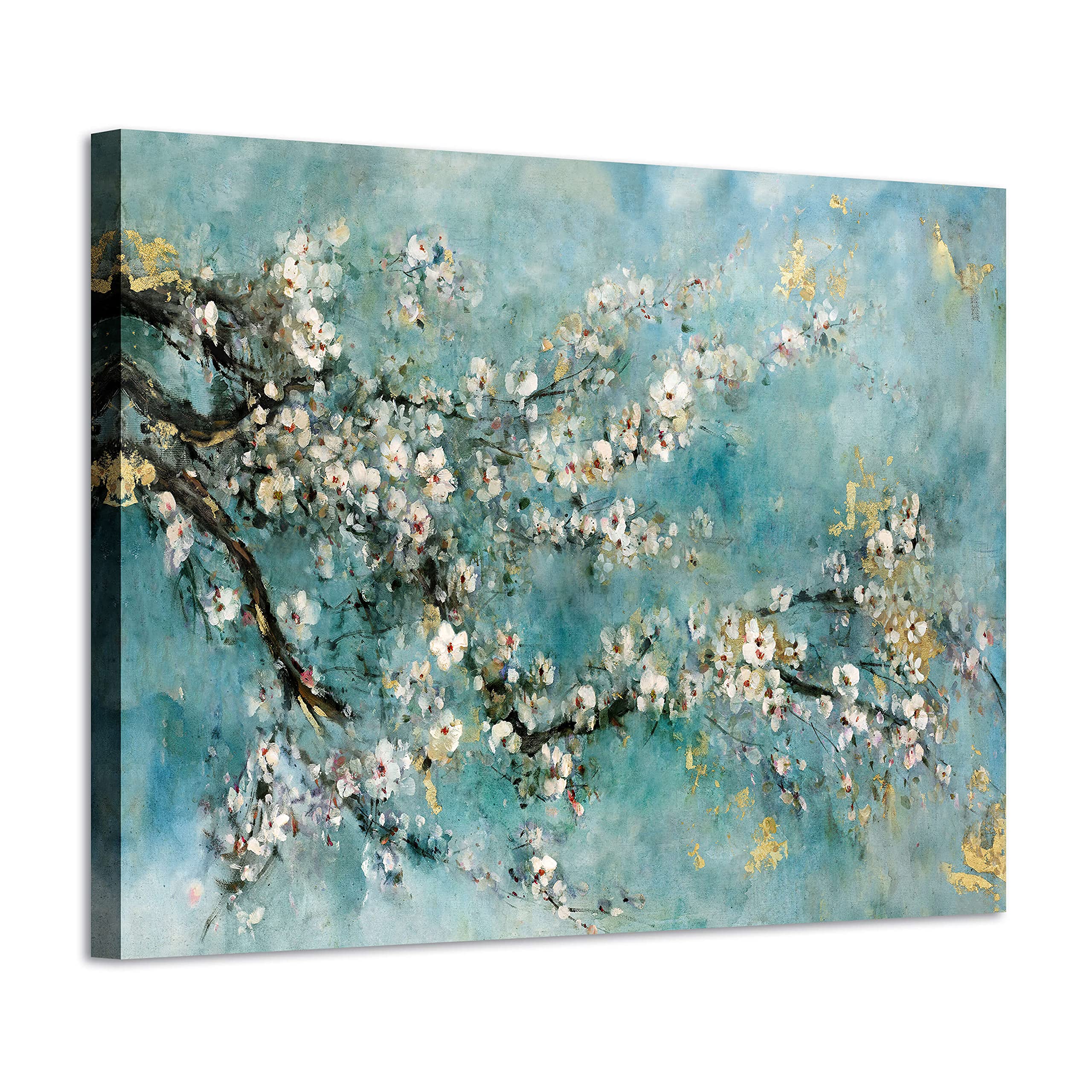 Artistic Path Abstract Wall Art Flower Picture: Dogwood Bloom Painting Artwork Print On Canvas For Bedroom (24'' W X 18'' H,Mult