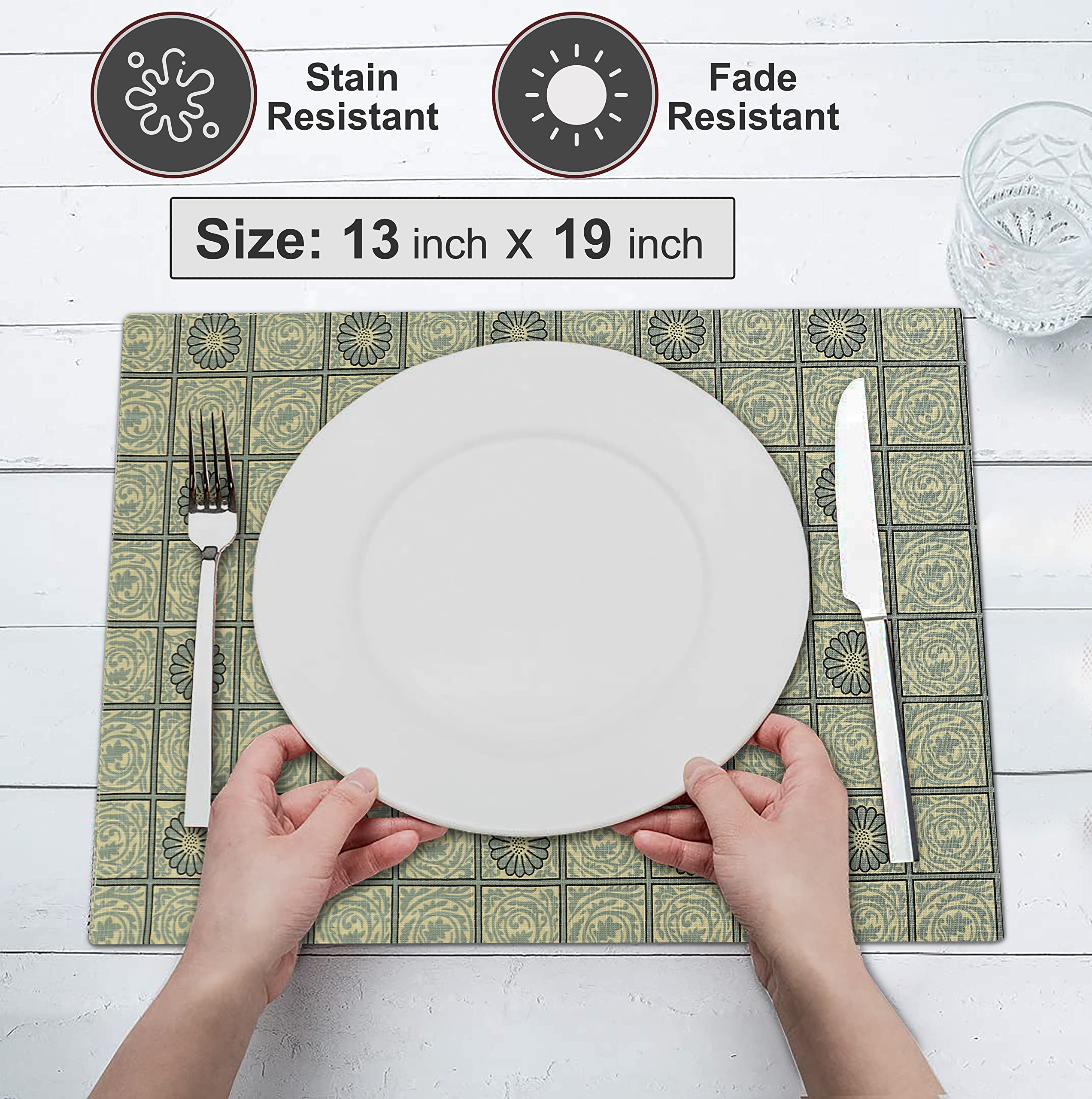 Ruvanti Placemats 100% Cotton 13 X19 Inch, Dining Table Placemats Set Of 6, Modern Place Mats For Dining Table Decor, Kitchen An