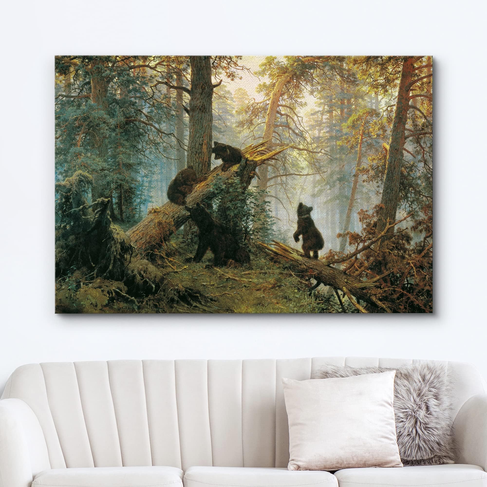 Wall26 Canvas Print Wall Art Black Bears In The Spring Forest Nature Wilderness Illustrations Modern Art Scenic Colorful Multico