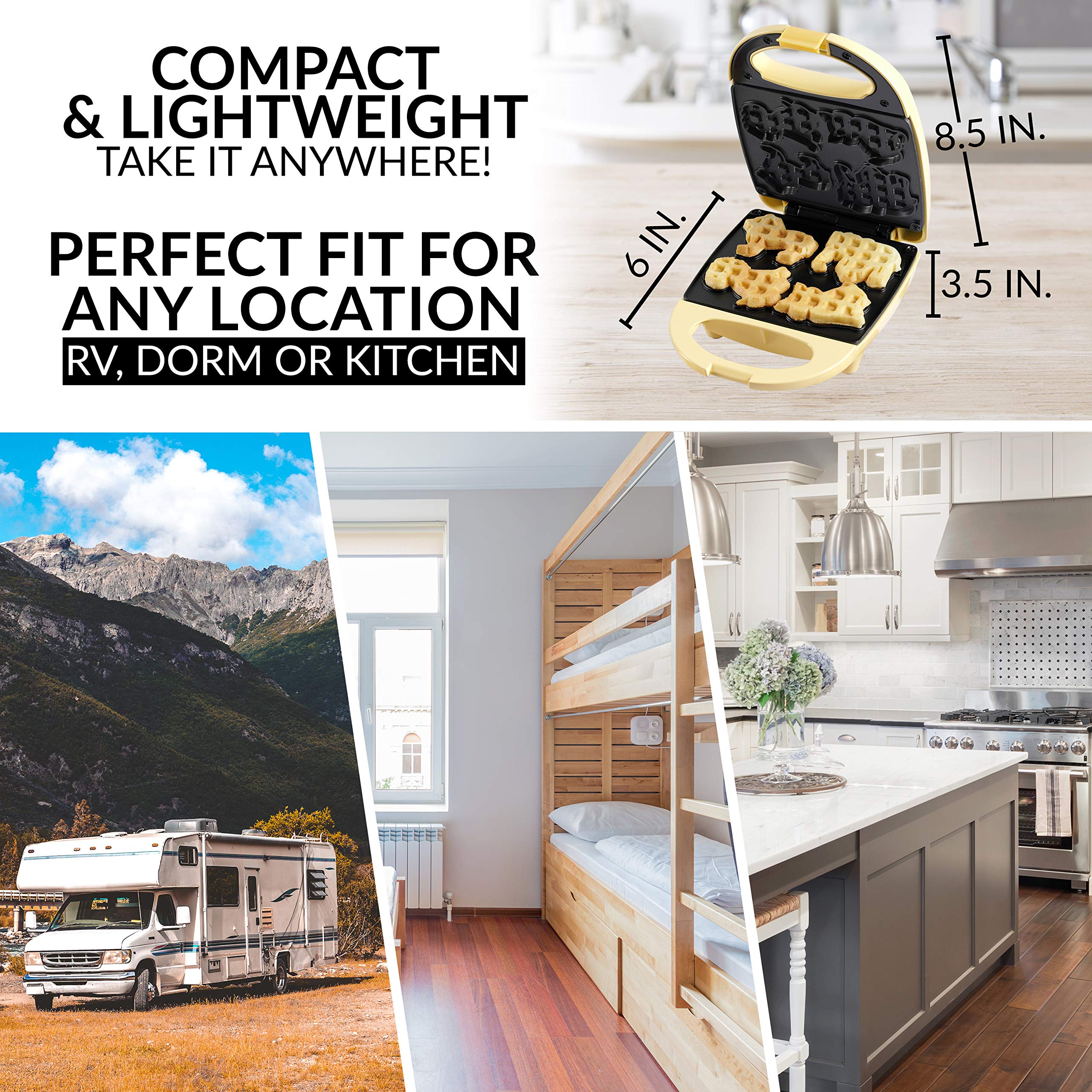 Nostalgia Mymini Cars And Trucks Shape Electric Waffle Maker, 5-Inch Non-Stick Griddle For Waffles, Hash Browns, Eggs, And More,