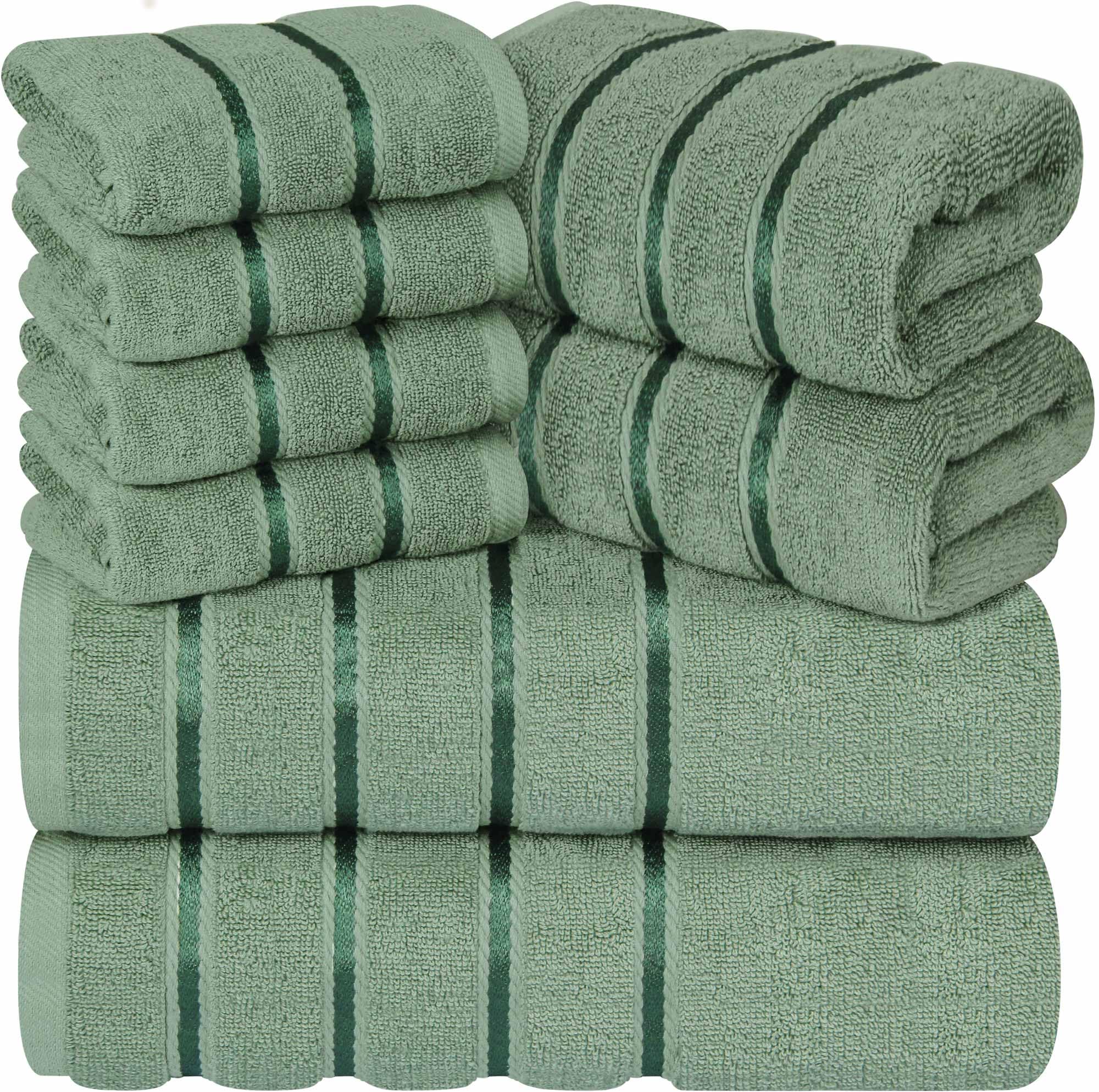 Yraly Luxury Towels For Bathroom Set Of 8-2 Bath Towels 2 Hand Towels 4 Washcloths - 600 Gsm 100% Cotton Ring Spun Viscose Borde
