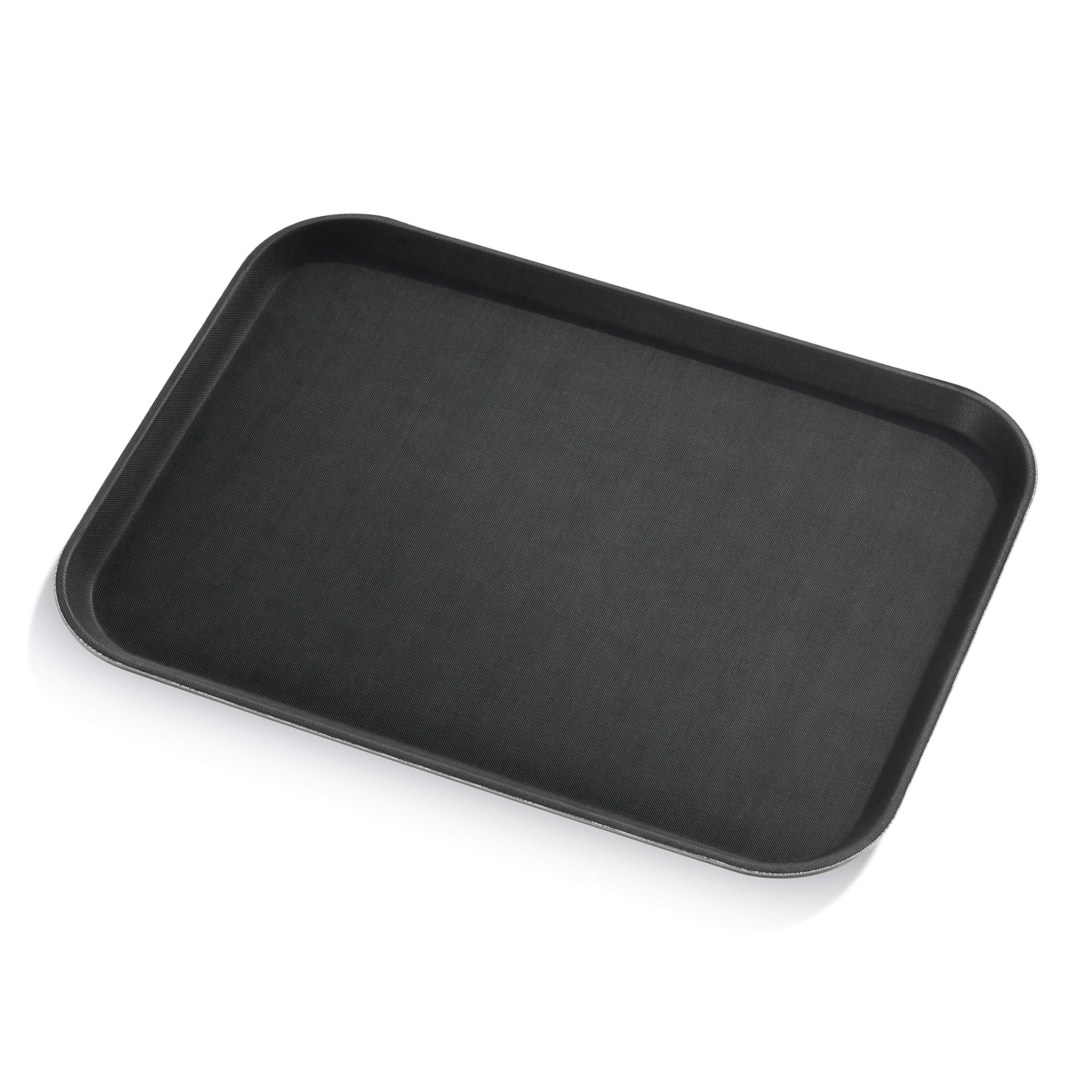 New Star Foodservice 25156 Restaurant Grade Non-Slip Tray, Plastic, Rubber Lined, Rectangular, 15-Inch X 20-Inch Black