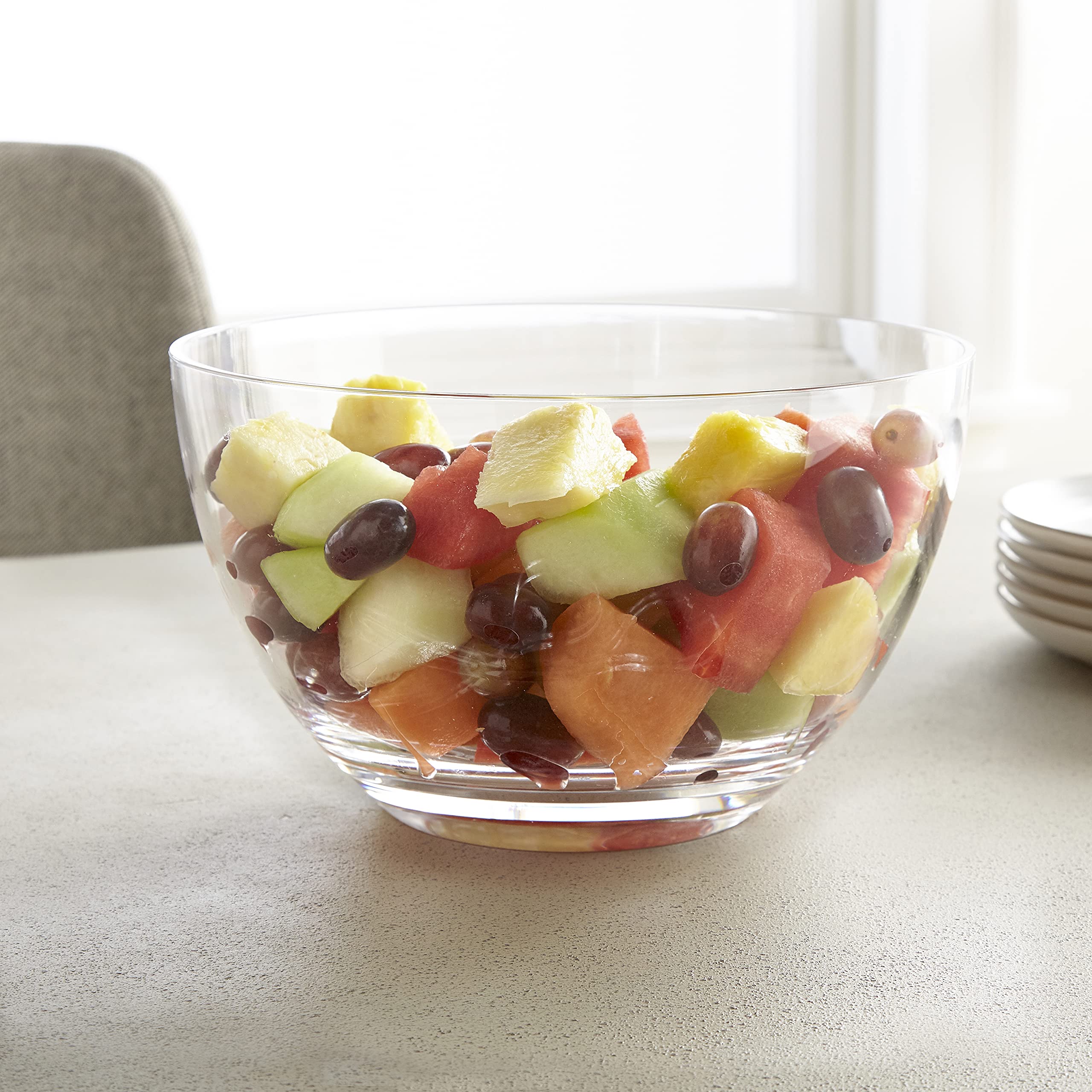 Huang Acrylic Arc Thick Round Bowl - Chips, Salads, Snacks - Party, Kitchen, Holiday Serving