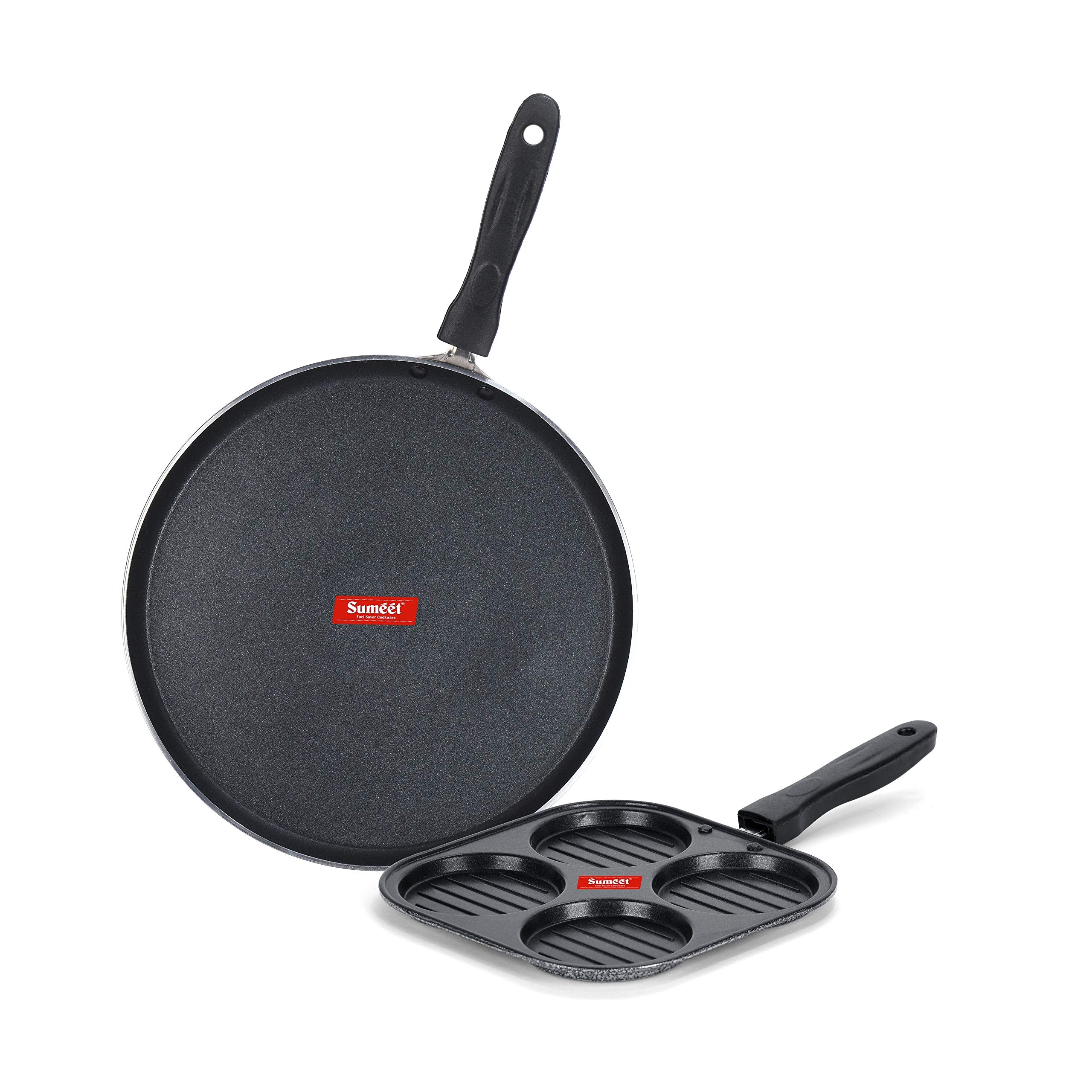 Sumeet Nonstick Hopea Cookware Set (Dosa Tawa  26.5Cm Dia + Mini Multi Snack Maker  4 Cavity 19.5Cm)