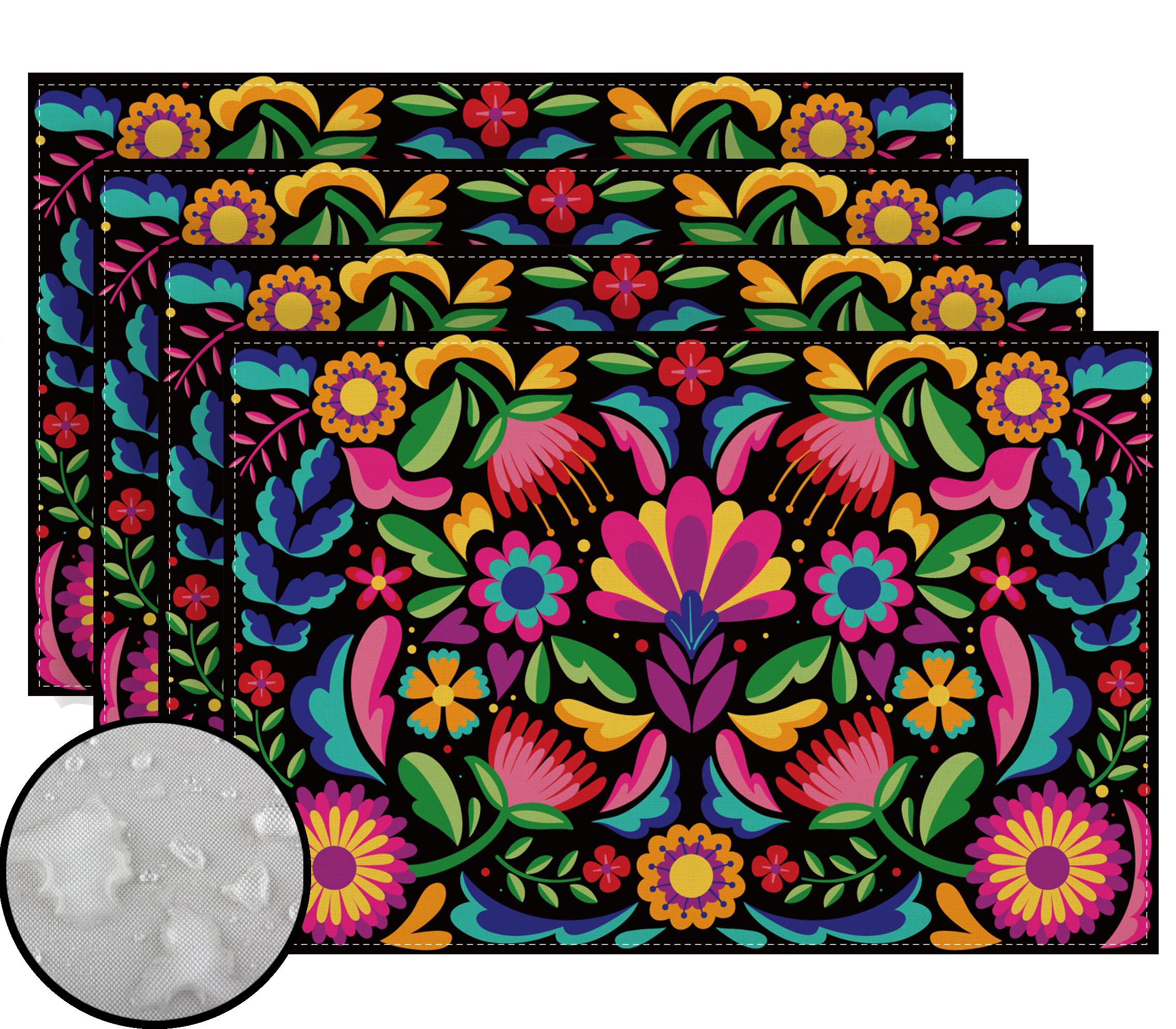 Cinco De Mayo Placemats Set Of 4 Dia De Los Muertos Place Mats 5 De Mayo Rustic Mexican Fiesta Decorations And Supplies For Home