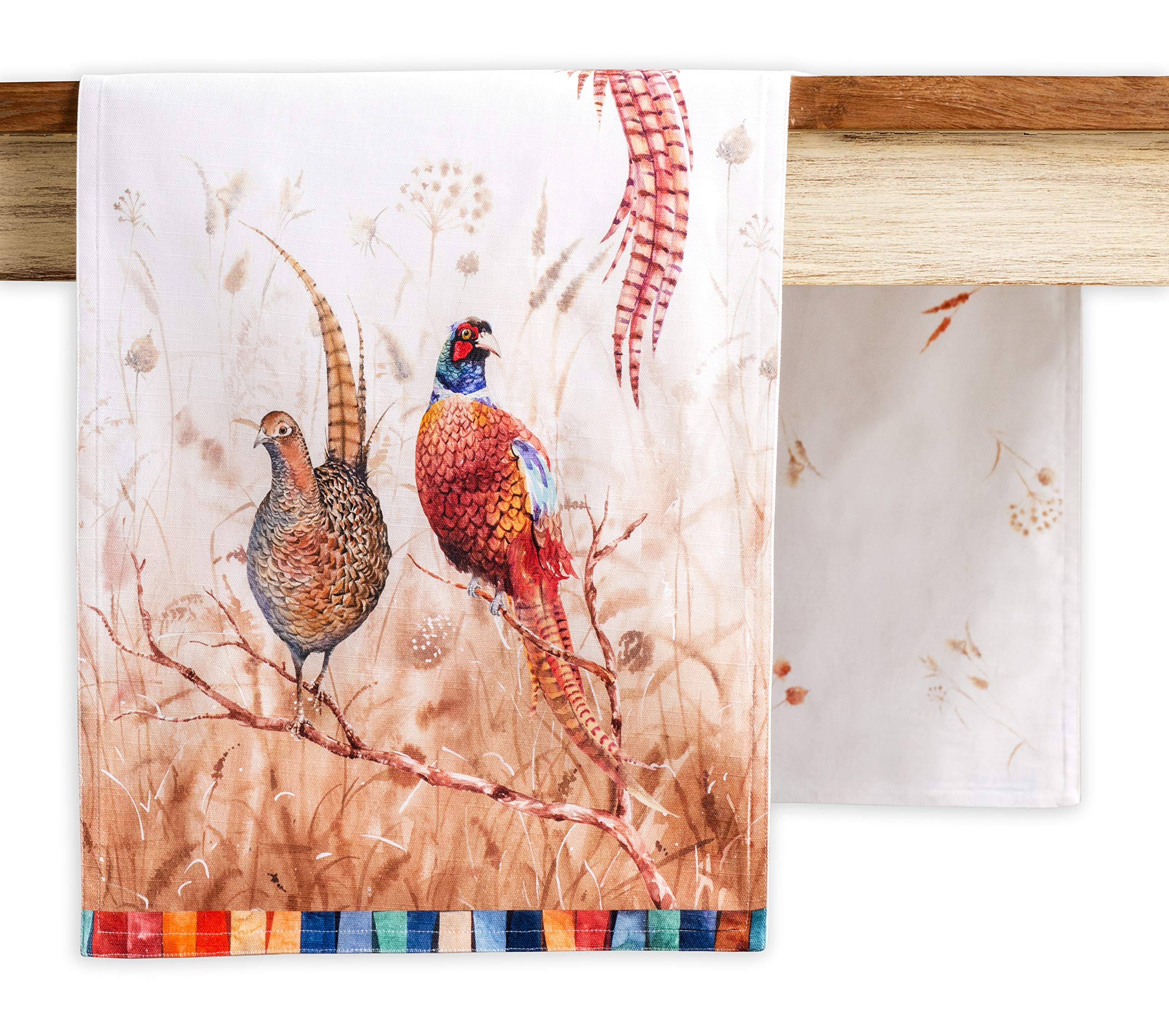 Maison D' Hermine Tablerunners 100% Cotton Decorative Tablerunner Table Cover, Holiday, Dinner & Dining, Faisan D'Automne (Doubl