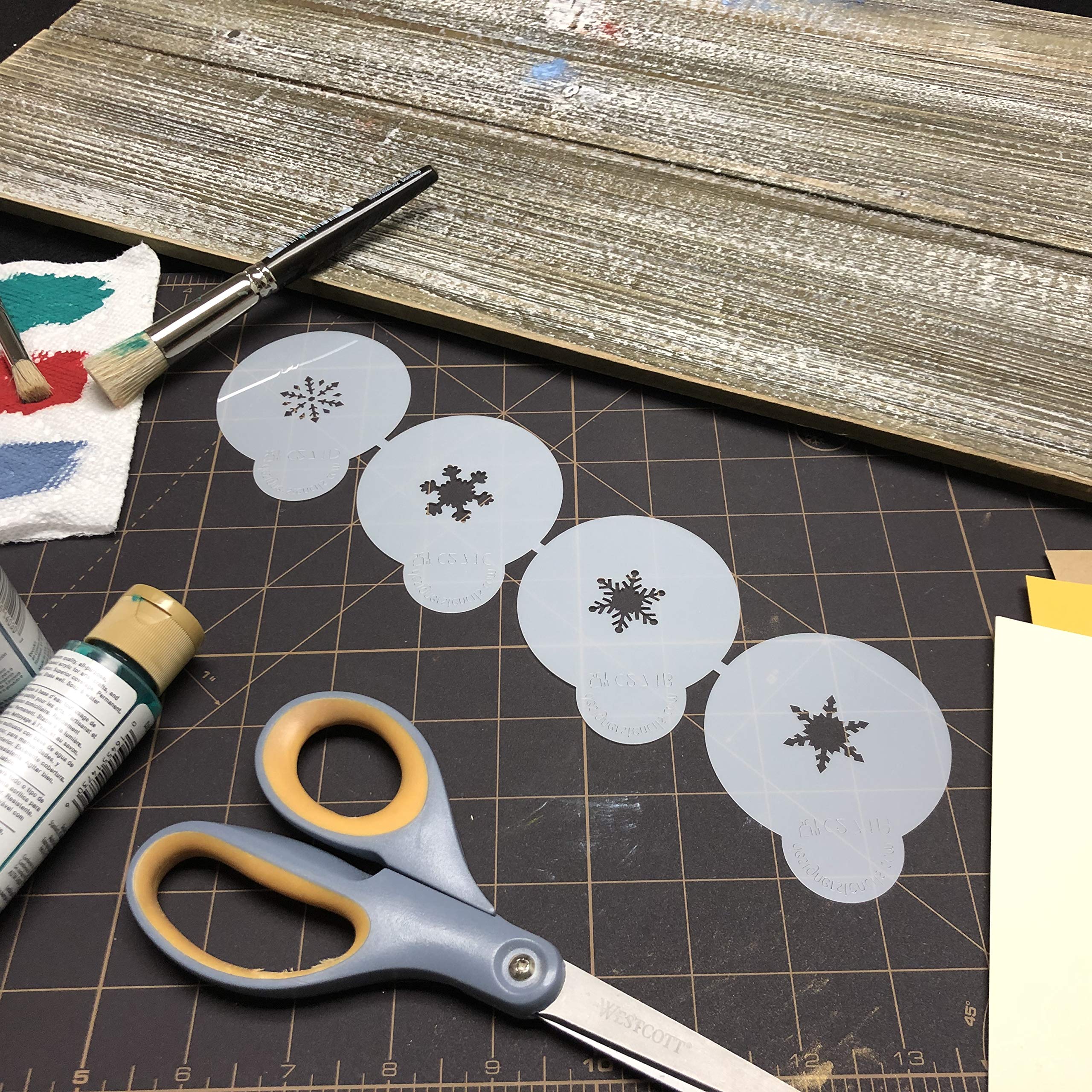 Designer Stencils Mini Snowflakes Cake Stencils, Beige/Semi-Transparent