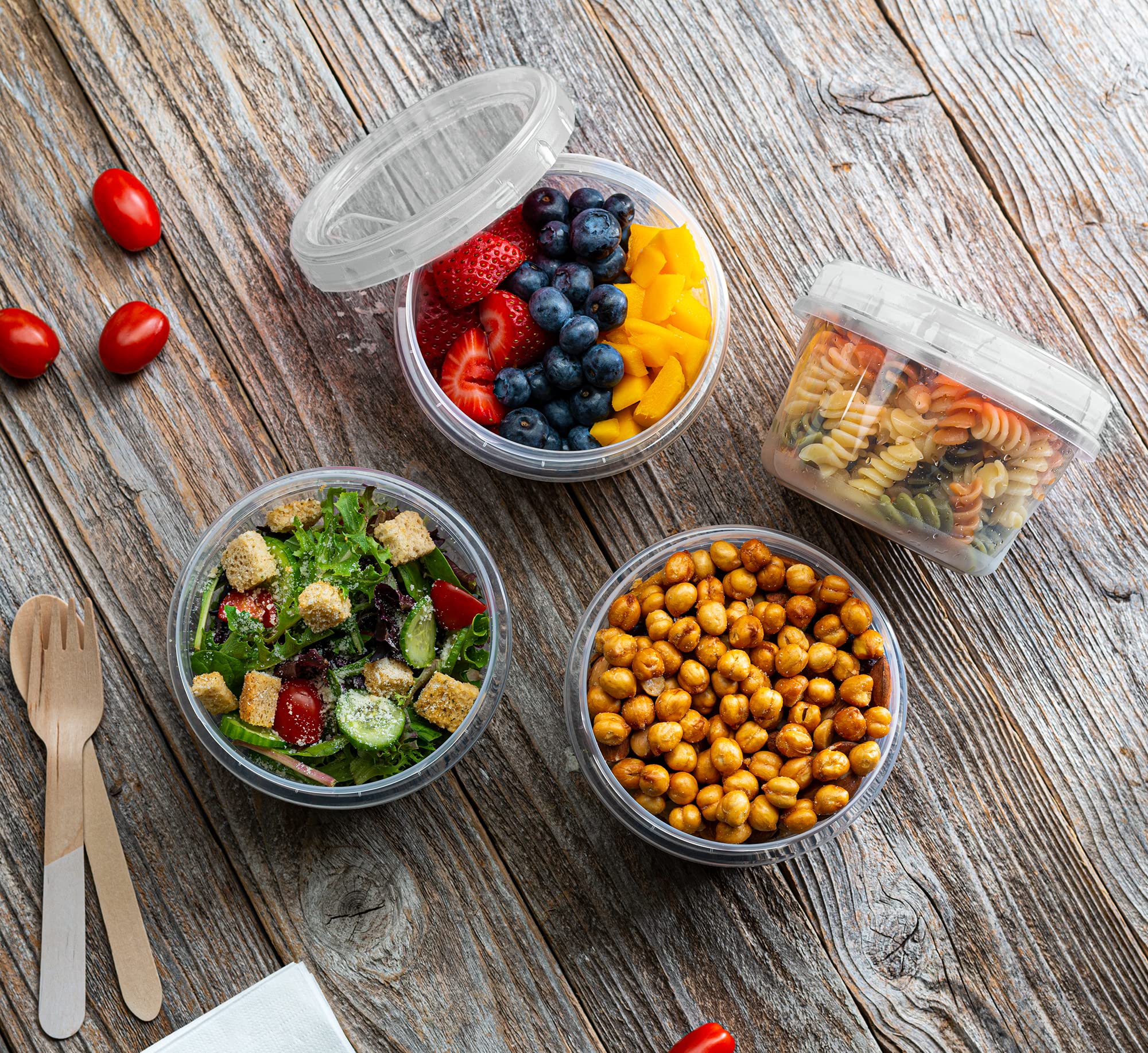 Elegant Disposables (16 Ounce 10 Pack) Clear Twist Cap Containers With Screw On Lids Twist Top Food Storage Freezer Containers