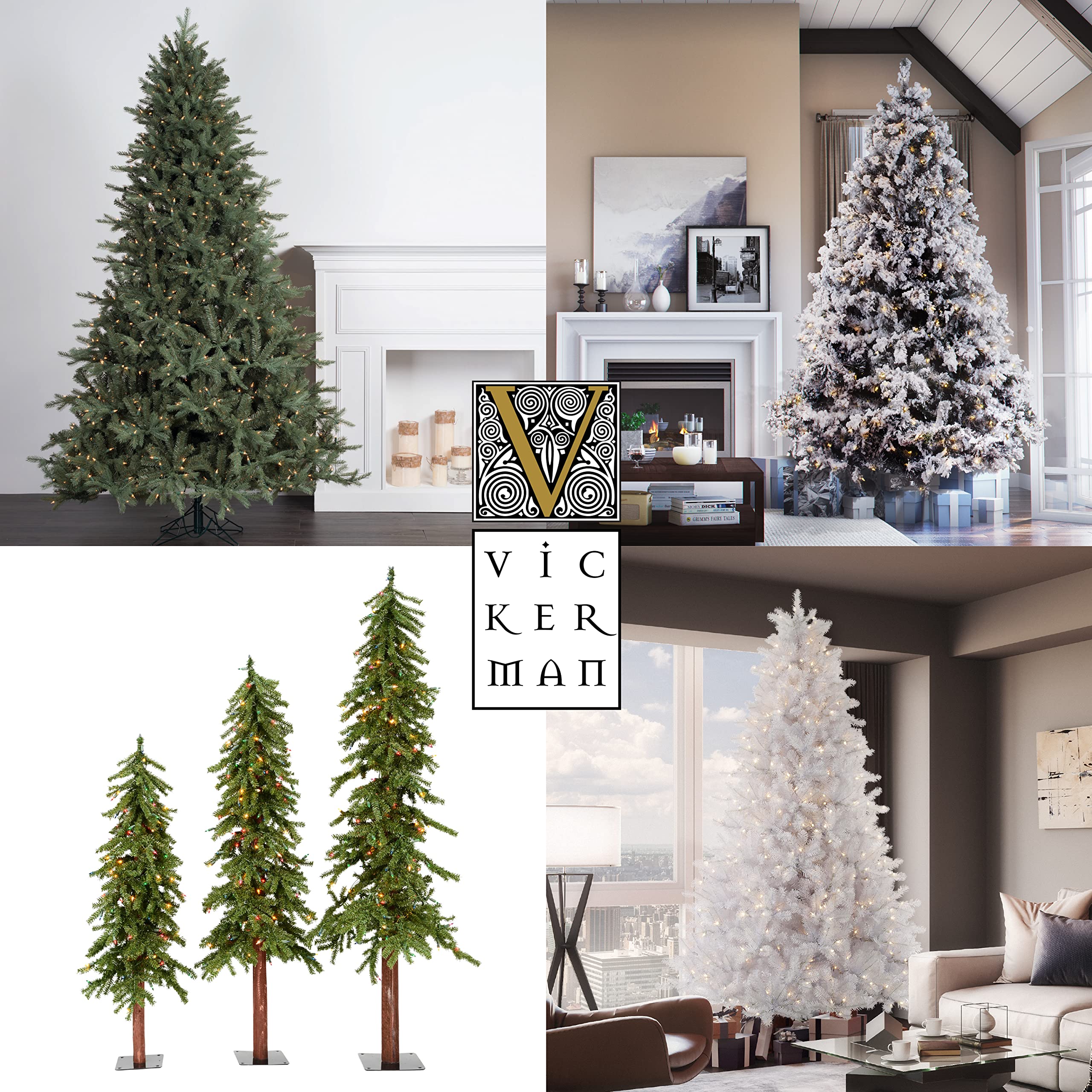 Vickerman 6.5' Silver Tinsel Fir Slim Artificial Christmas Tree - Unlit - Faux Silver Christmas Tree - Seasonal Indoor Home Deco