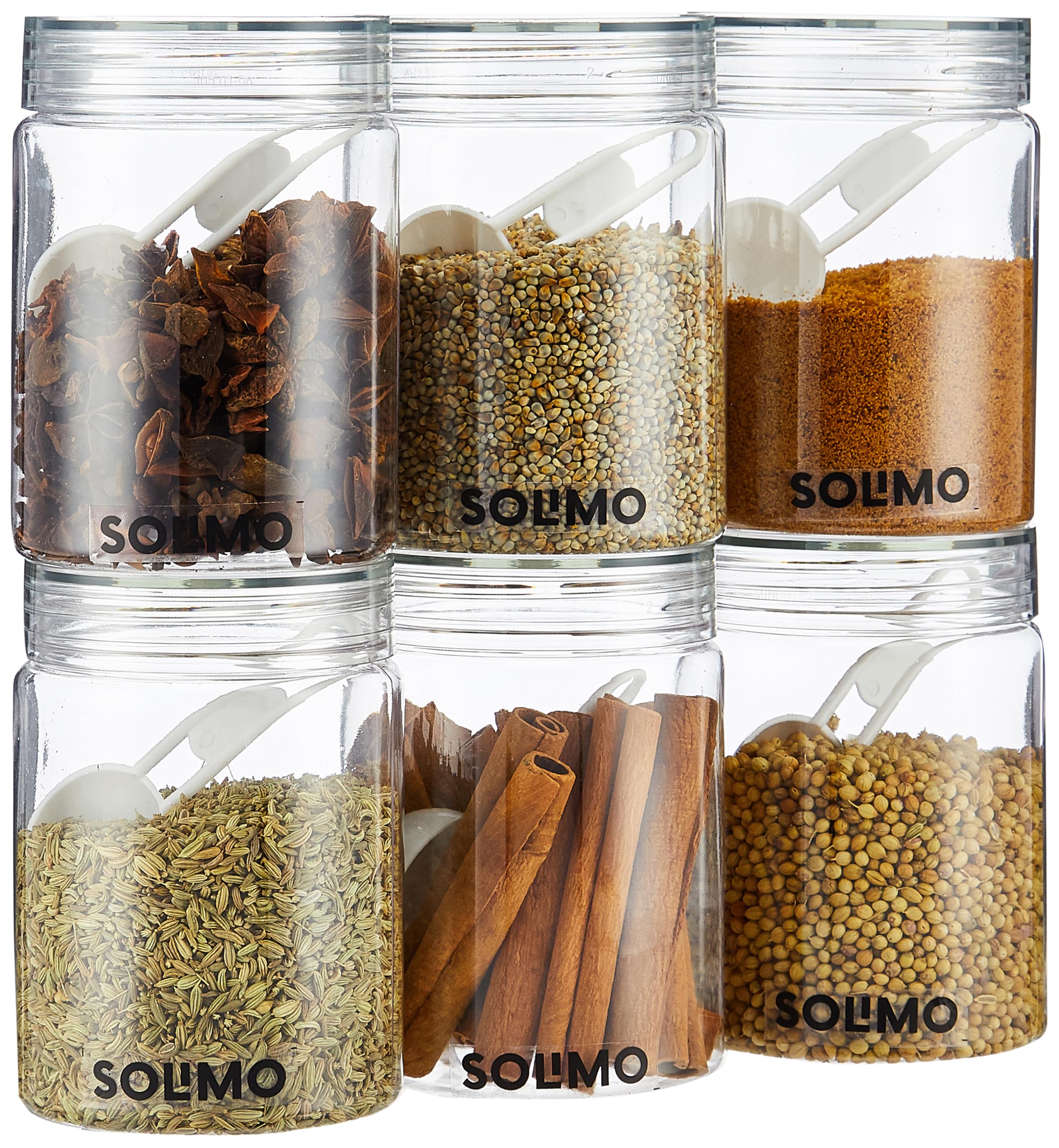 Amazon Brand - Solimo Plastic Storage Jar & Containers Set With Spoon | Air Tight & Bpa Free | Kitchen Container Set | Multipurp