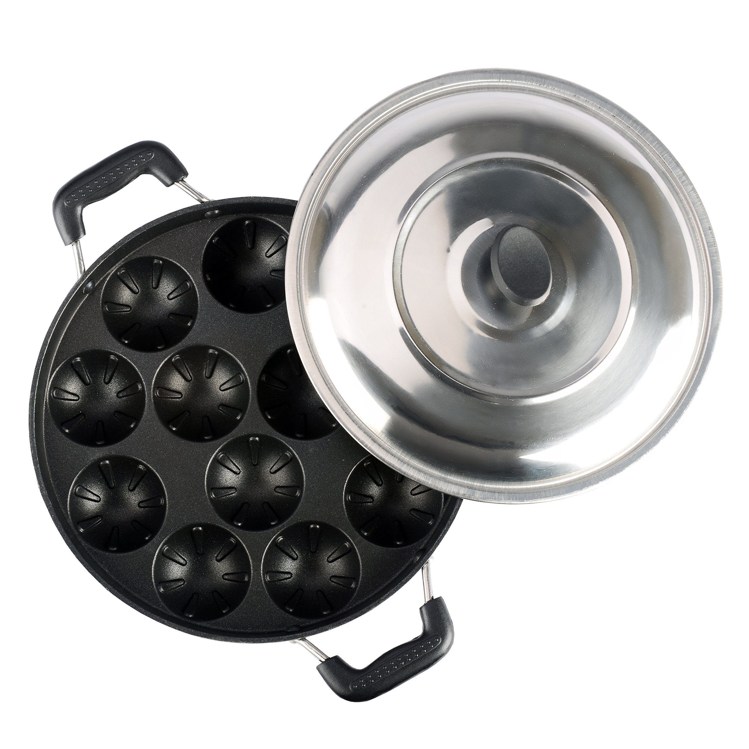 Sumeet 3Mm Nonstick Designer Appam Patra 12Pc With Handle And Lid