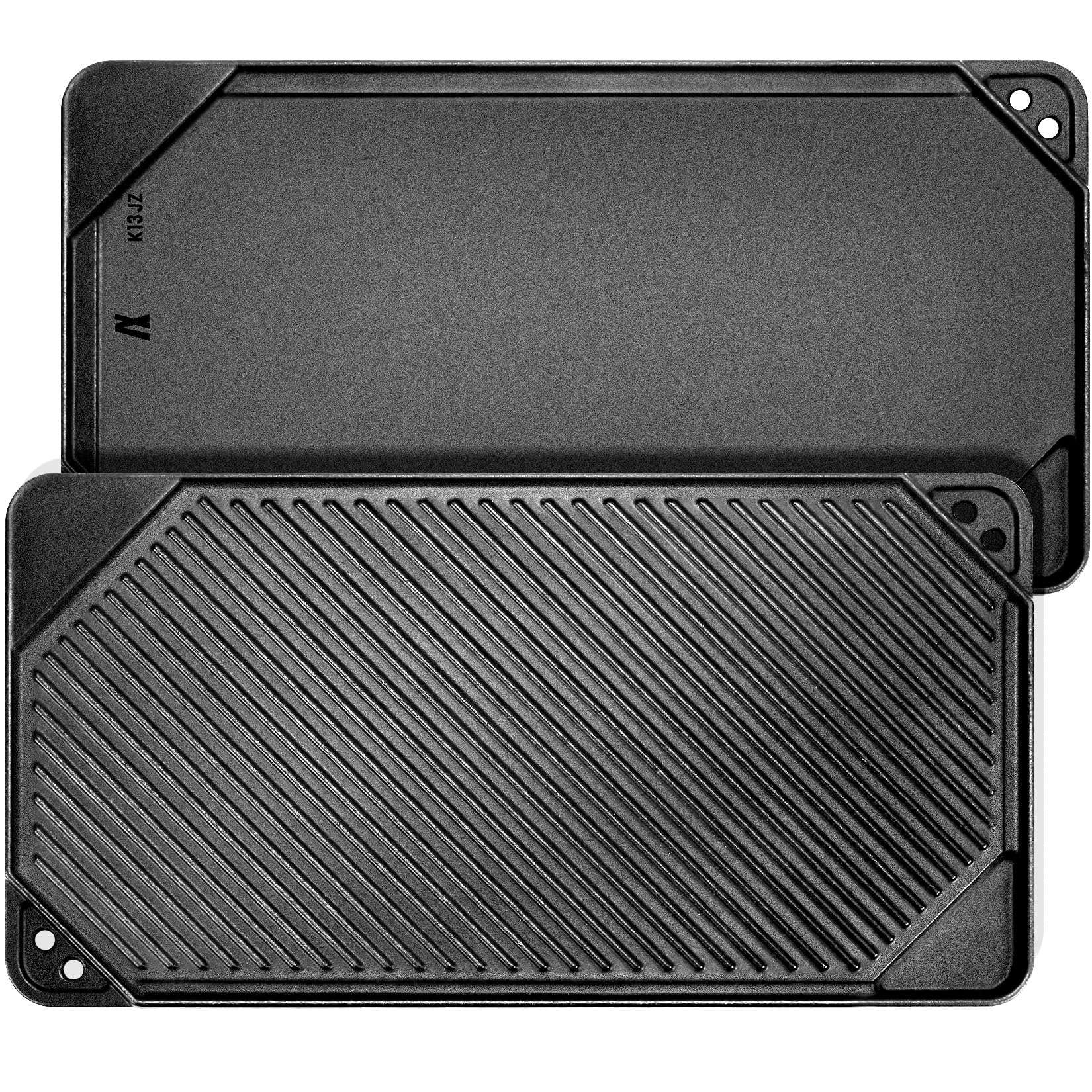 Ggc Cast Iron Reversible Griddle, Double-Sided Griddle Pan For Indoor And Outdoor Cooking, 20 X 10.5 Baking Flat And Ribbed Grid