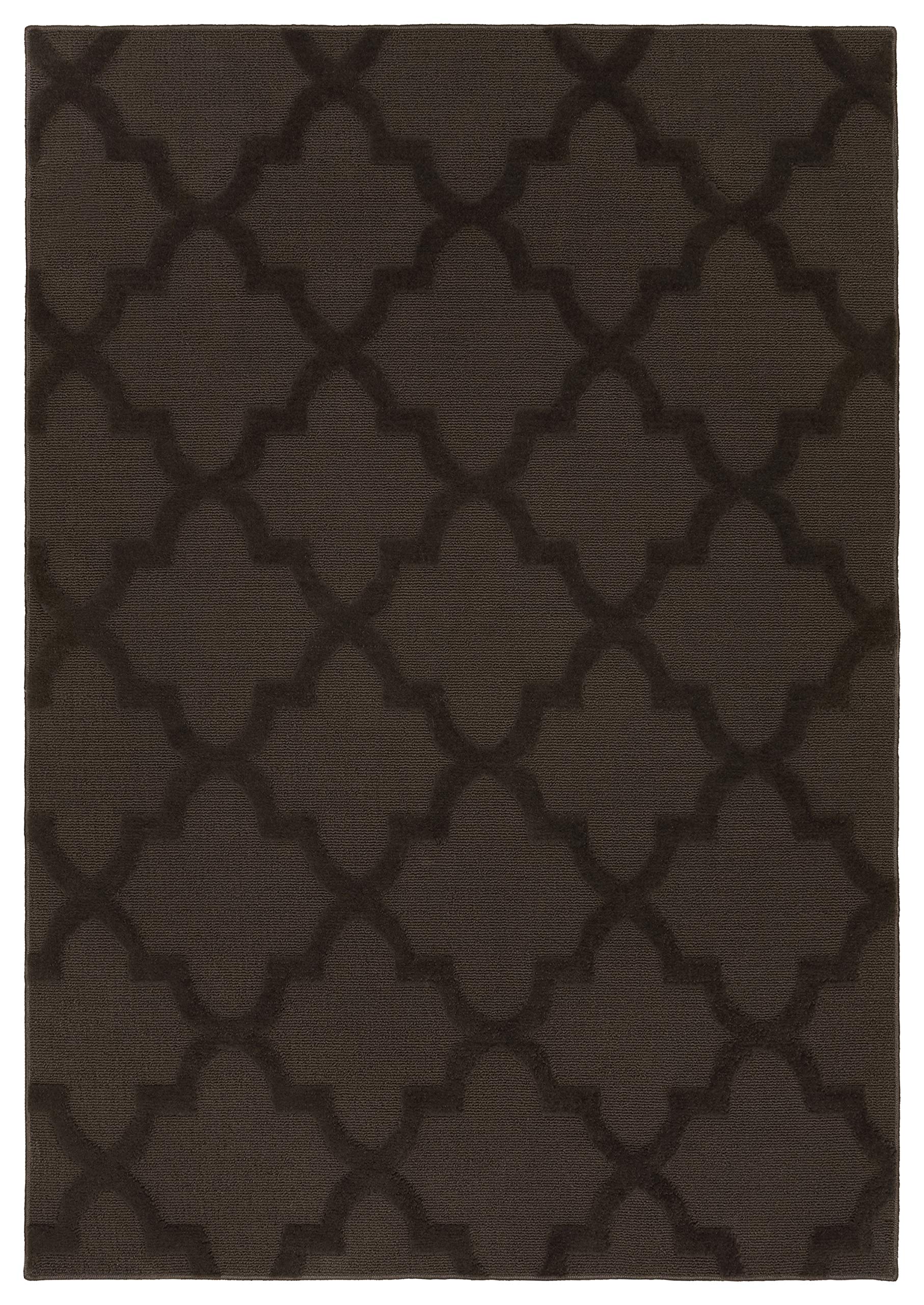 Garland Rug Quatro Mocha 9 x 12 Cut-Loop Trellis Area Rug -Soft, Comfortable, Stylish & Budget-Friendly Rug in a Beautiful Sol