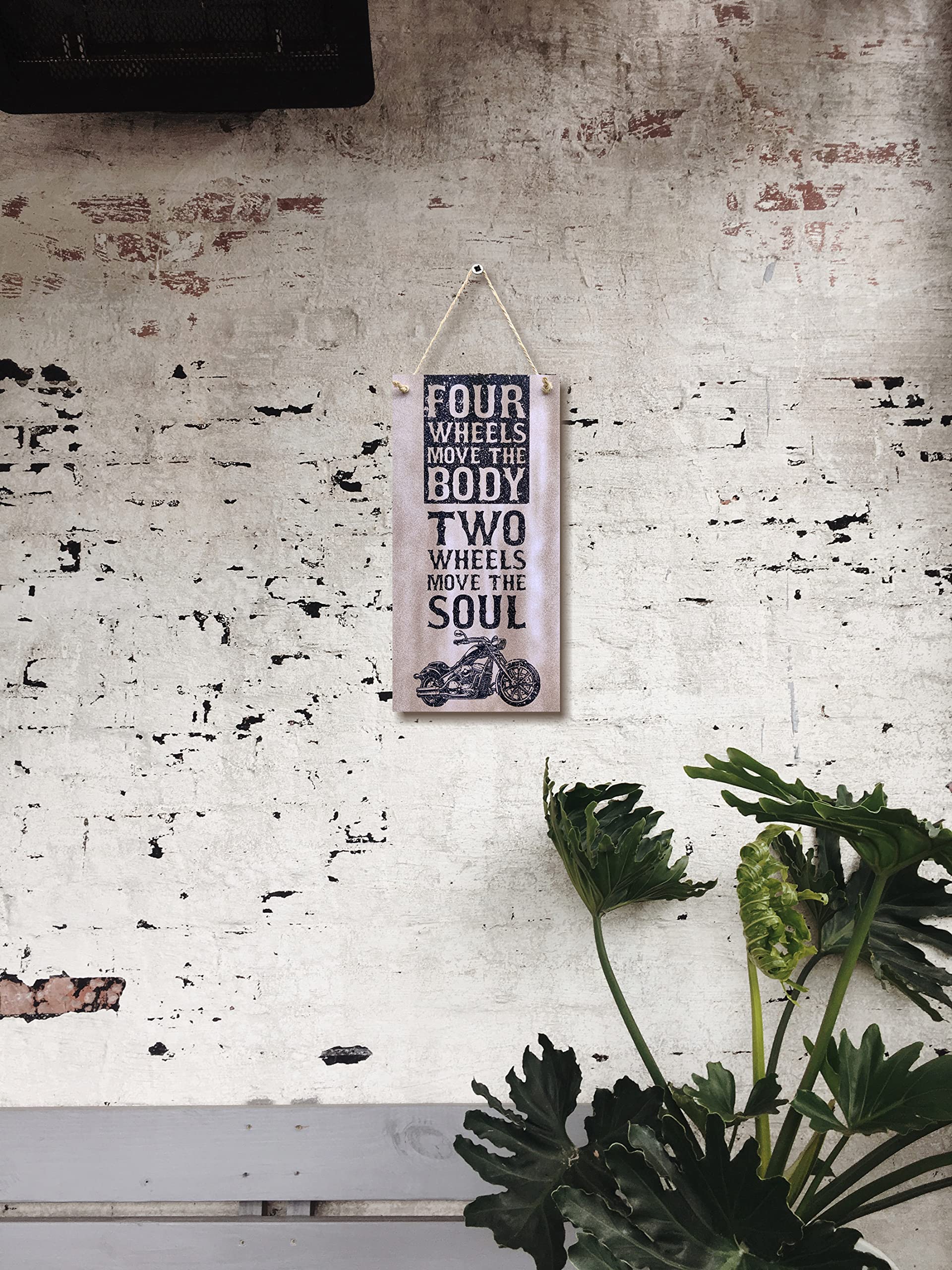CARISPIBET Four wheels move the body two wheels move the soul Motorcycle signs Motorbike wall art gifts for riders home signs ga
