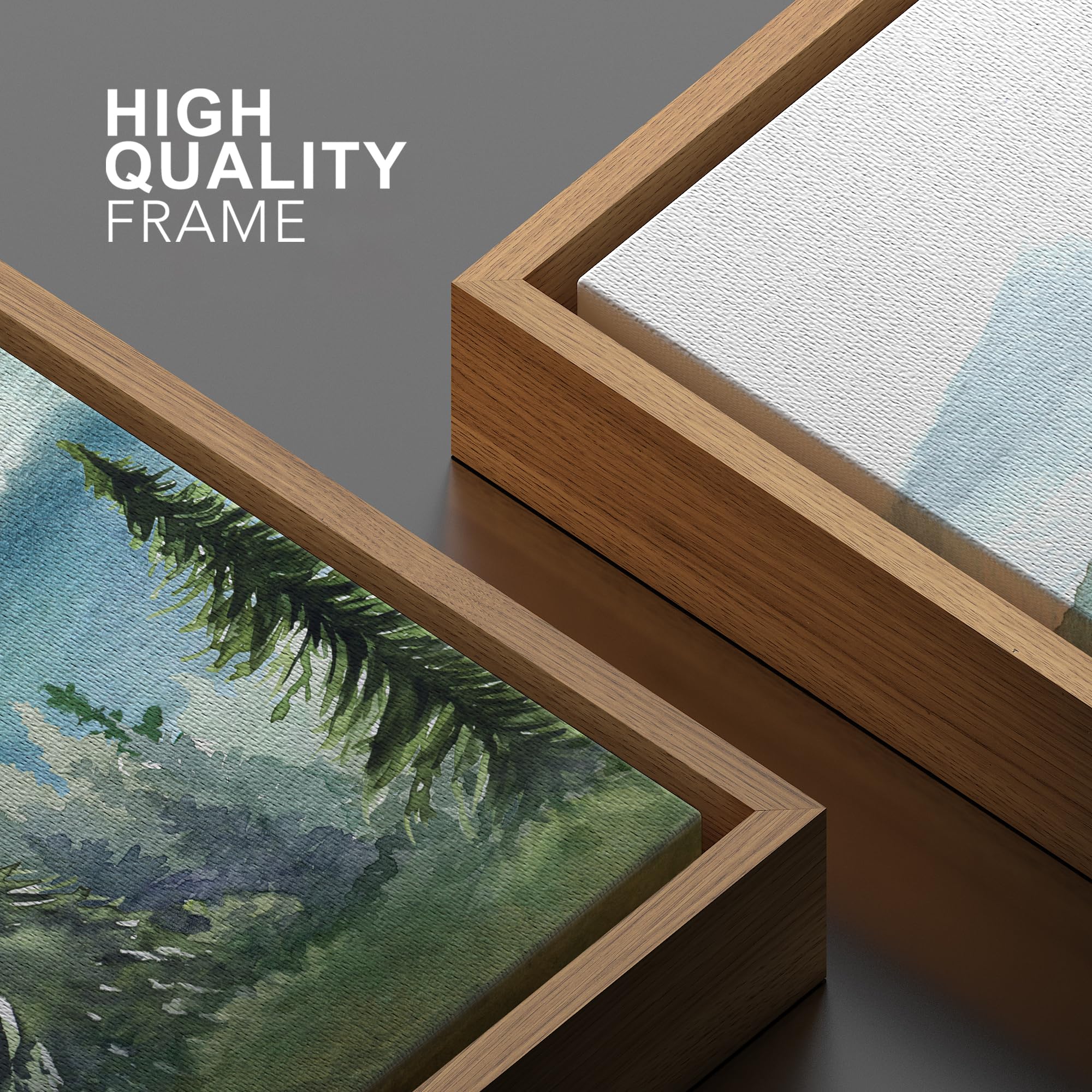 SIGNWIN Framed Canvas Print Wall Art Watercolor Green Forest Tree Mountain Range Nature Landscape Prints Modern Art Woodland Nursery Decor for Living Room  Bedroom  Office - 24''x36'' NATURAL