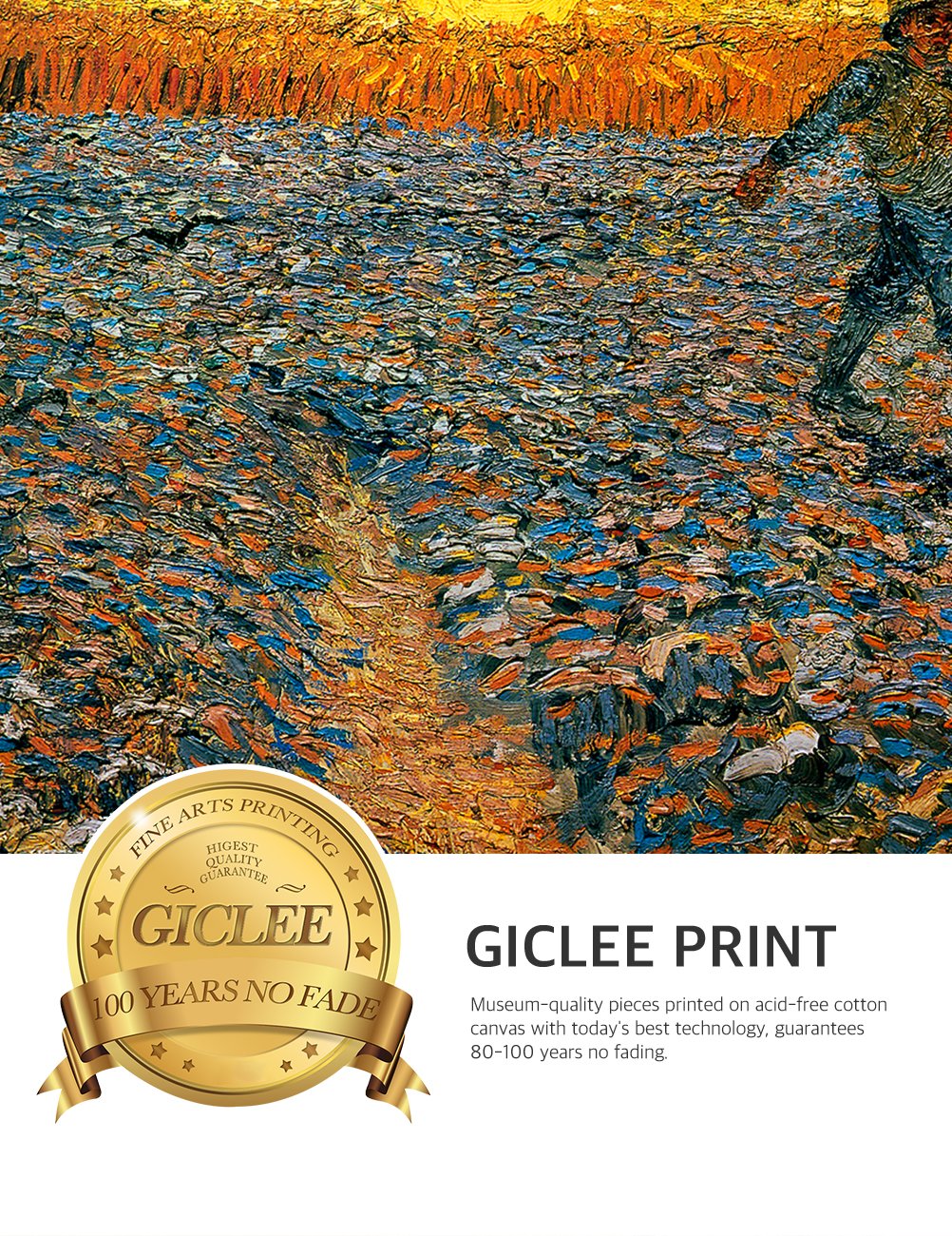 Decorarts - The Sower, Vincent Van Gogh Art Reproduction. Giclee Prints Match With Golden Framed For Wall Decor. Picture Size: 2