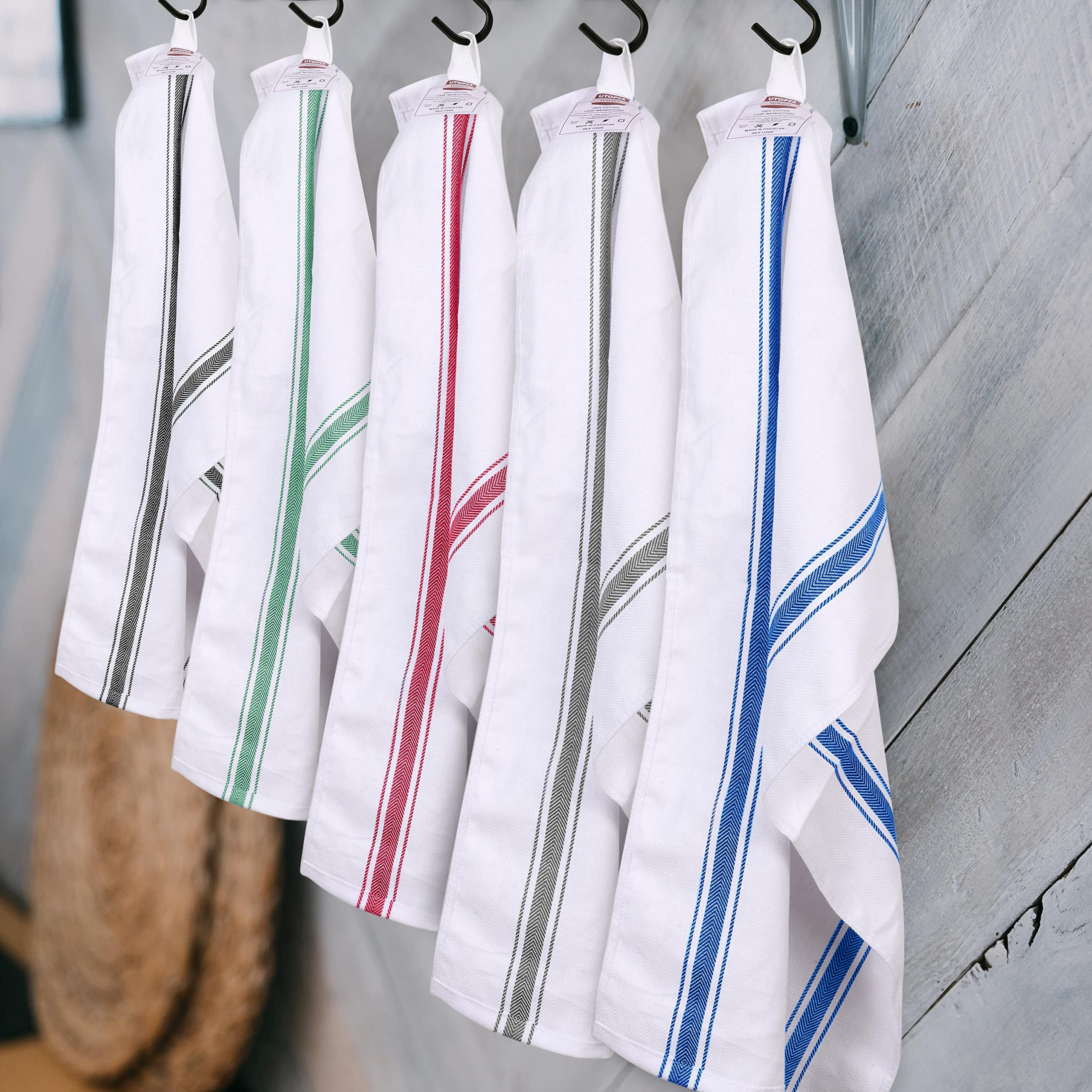 Utopia Towels Green Dish Towels [6 Pack - 15 x 25 Inches] 100% Ring Spun Cotton Highly Absorbent & Reusable Cleaning Bar, Tea, K