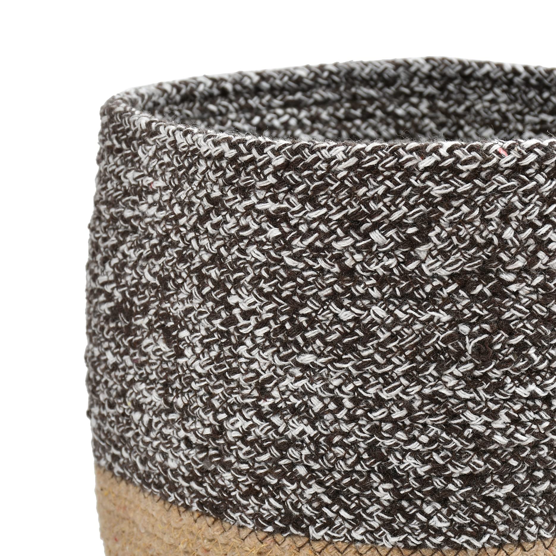 Lavichitra Braided Cotton Baskets | Storage Bins Organizer | Laundry, Toys & Planter Basket- Set Of 3 (6,8,10 Inch), Coffee