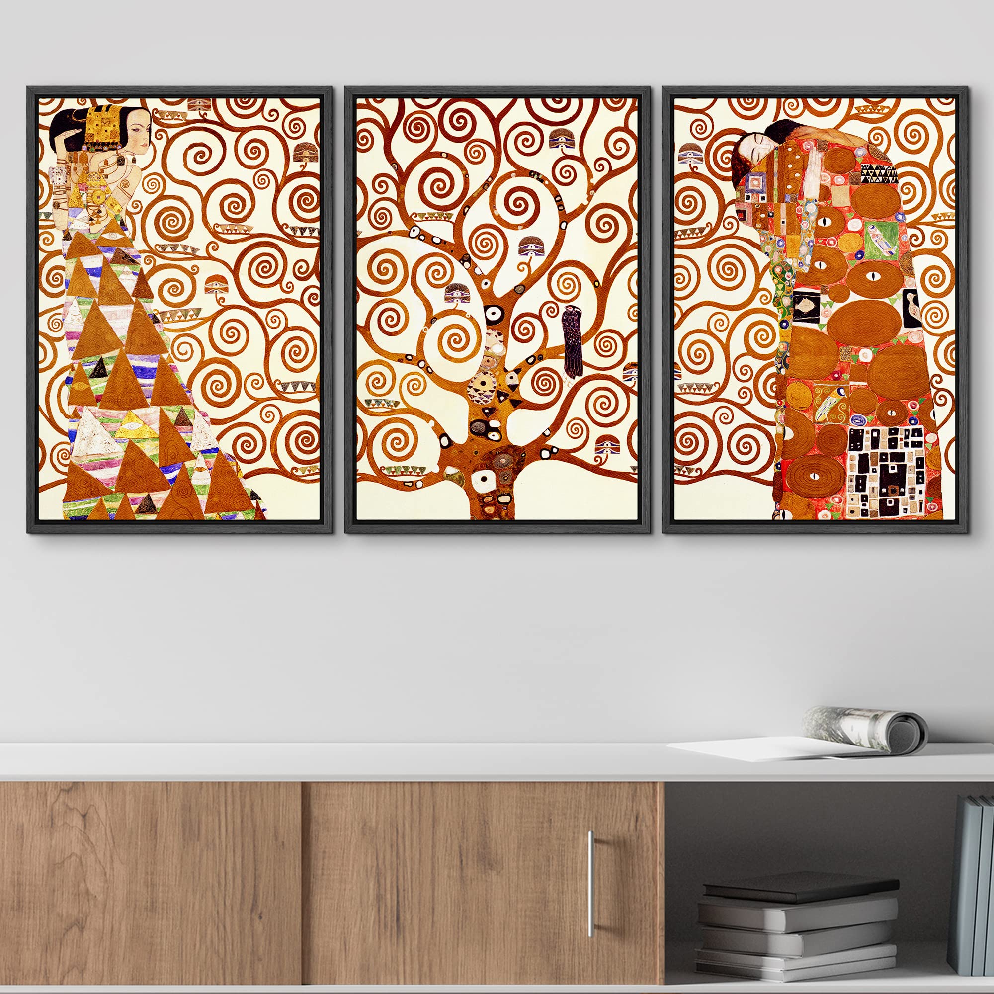 Wall26 Framed Canvas Print Wall Art Set Tree Of Life By Gustav Klimt Cultural Historic Oil Painting Fine Art Reproduction Scenic