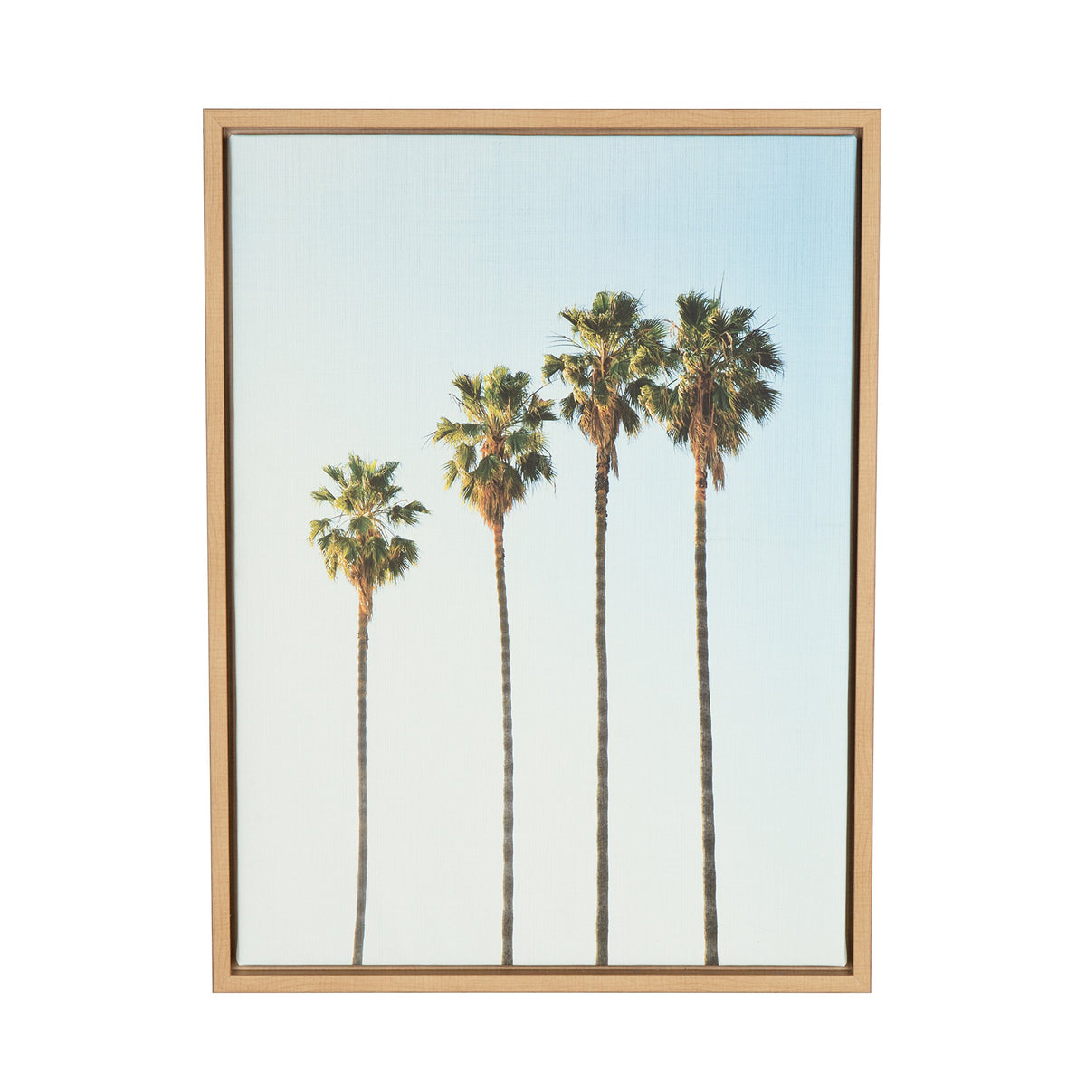 Kate And Laurel Sylvie Four Palm Trees Natural Framed Canvas Wall Art By Simon Te Tai