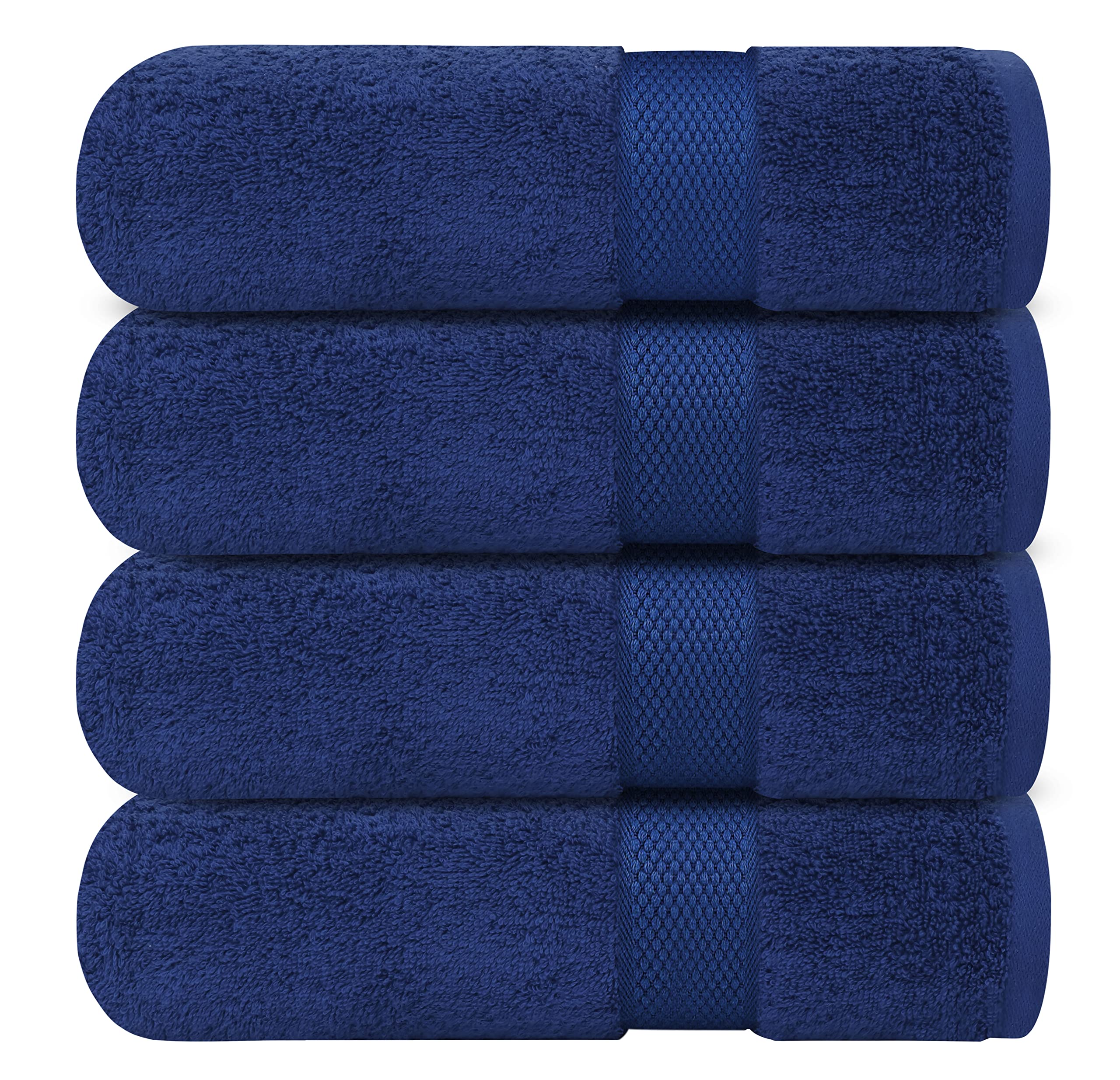 Infinitee Xclusives Premium Bath Towels Set Pack of 4-100% Ring Spun Cotton Towels - Navy Blue Bath Towels 27 x 54 - Soft Feel  Quick Dry  Highly Absorbent Durable Towels  Perfect for Daily Use