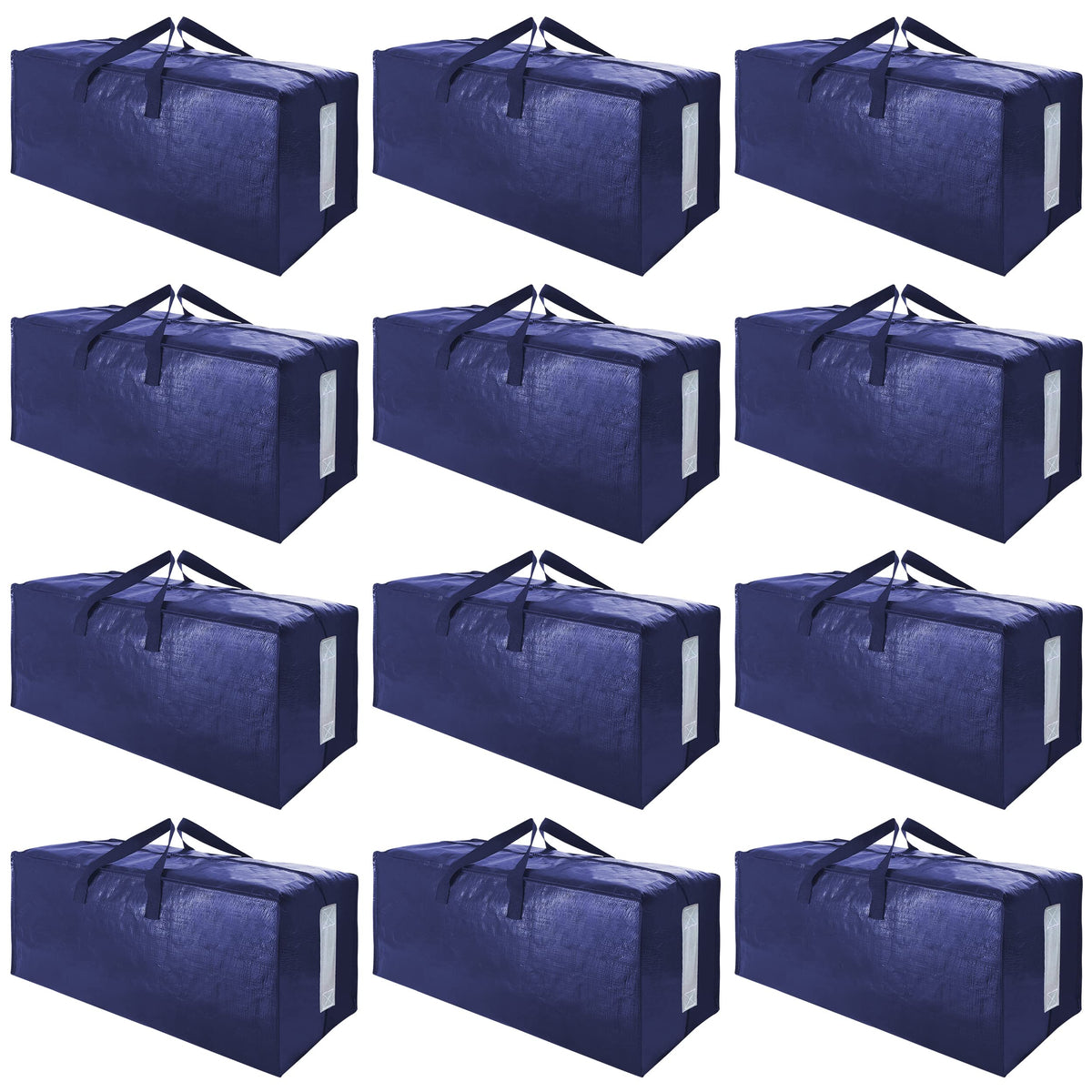 Sweet Dolphin 12 Pack Extra Large Moving Bags With Strong Zippers & Carrying Handles, Heavy Duty Storage Tote For Space Saving M