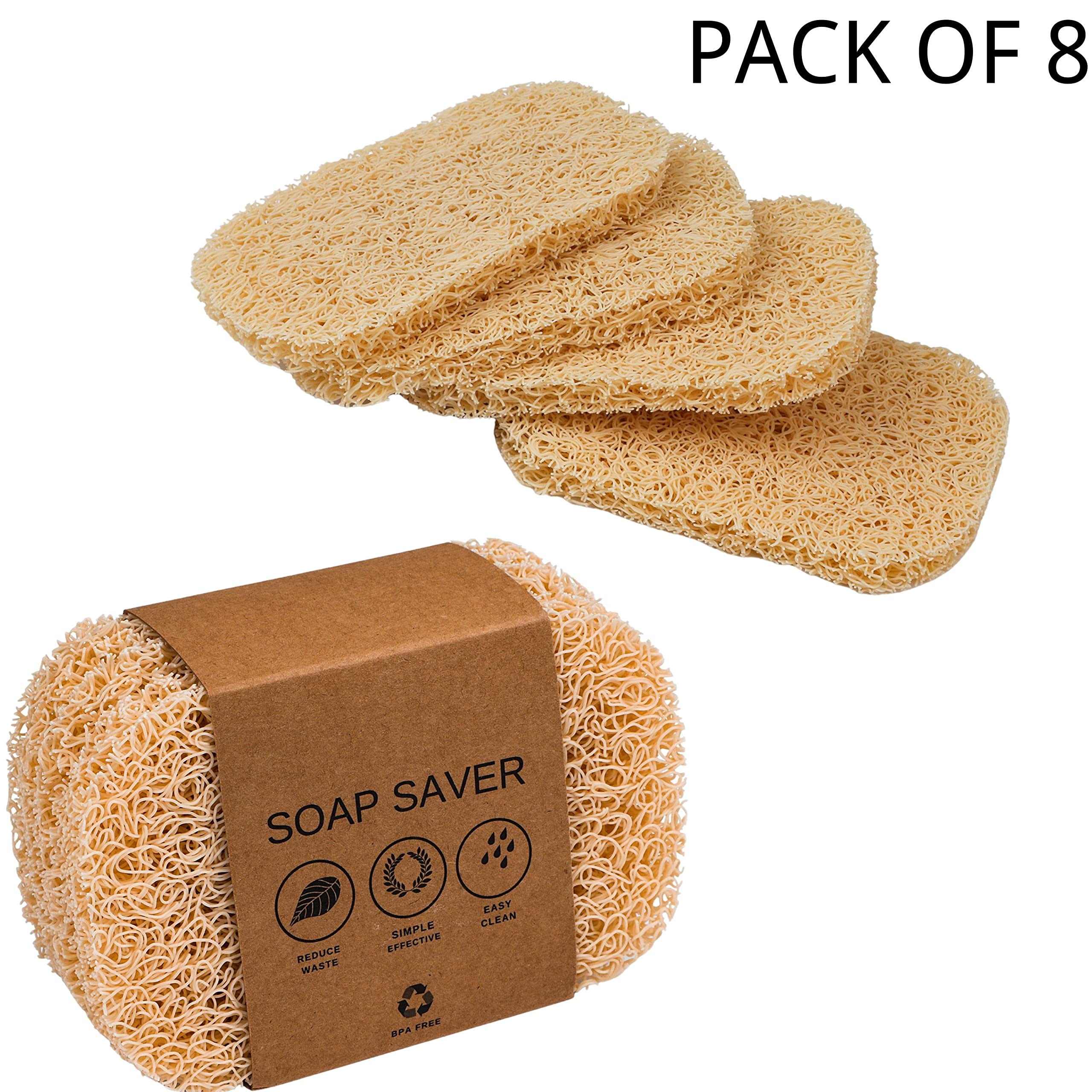 Snowkingdom 8 Pack Beige Soap Savers Draining Lift Pad 2.9'' X 4.5'' Pvc Non-Bpa Non Slip Durable