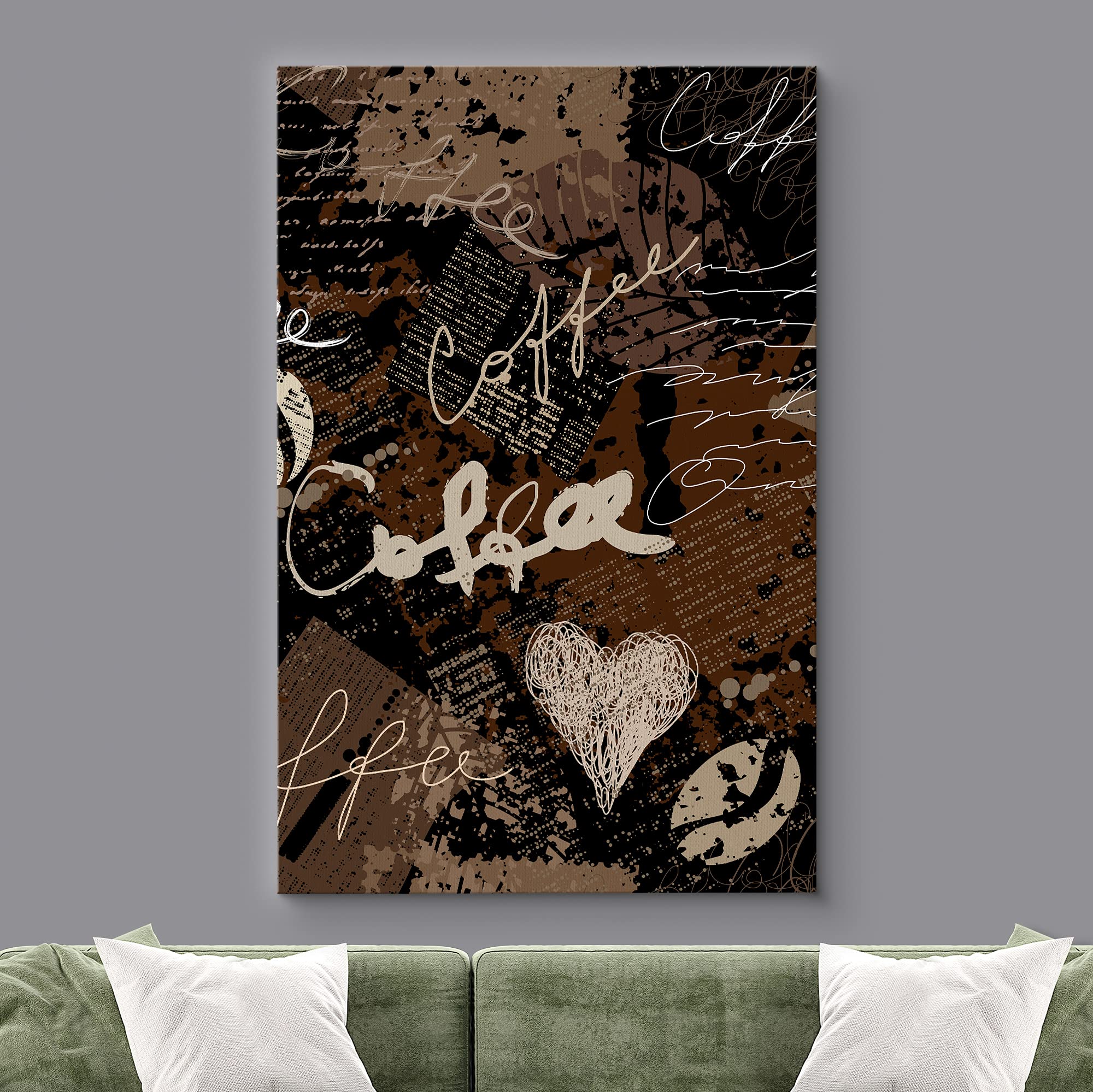 Wall26 Canvas Wall Art - Grunge Style Coffee Concept Art - Giclee Print Gallery Wrap Modern Home Art Ready To Hang - 24X36 Inche
