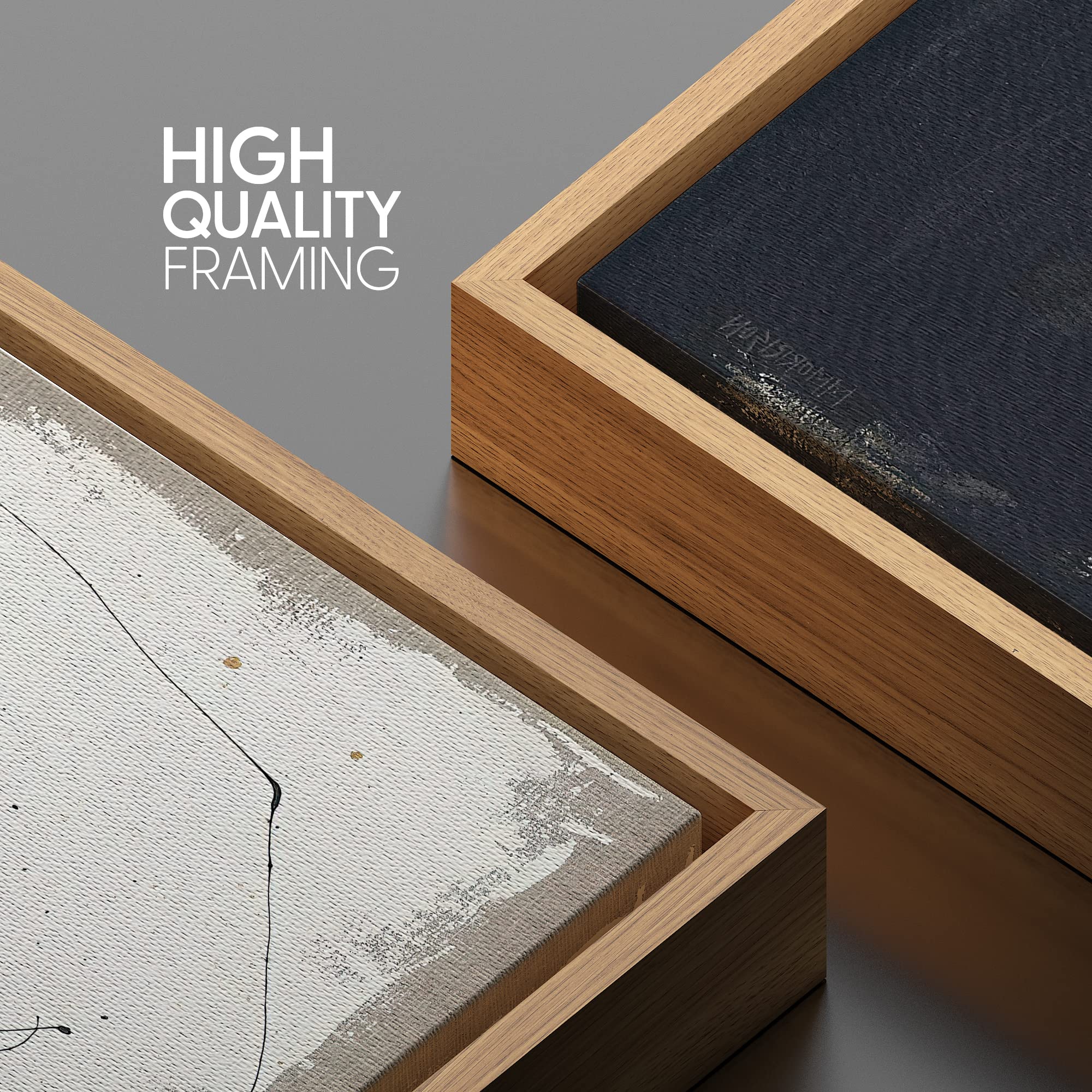 Signwin Framed Canvas Print Wall Art Grunge Black Brown Paint Strokes Abstract Shapes Illustrations Modern Art Decorative Contem