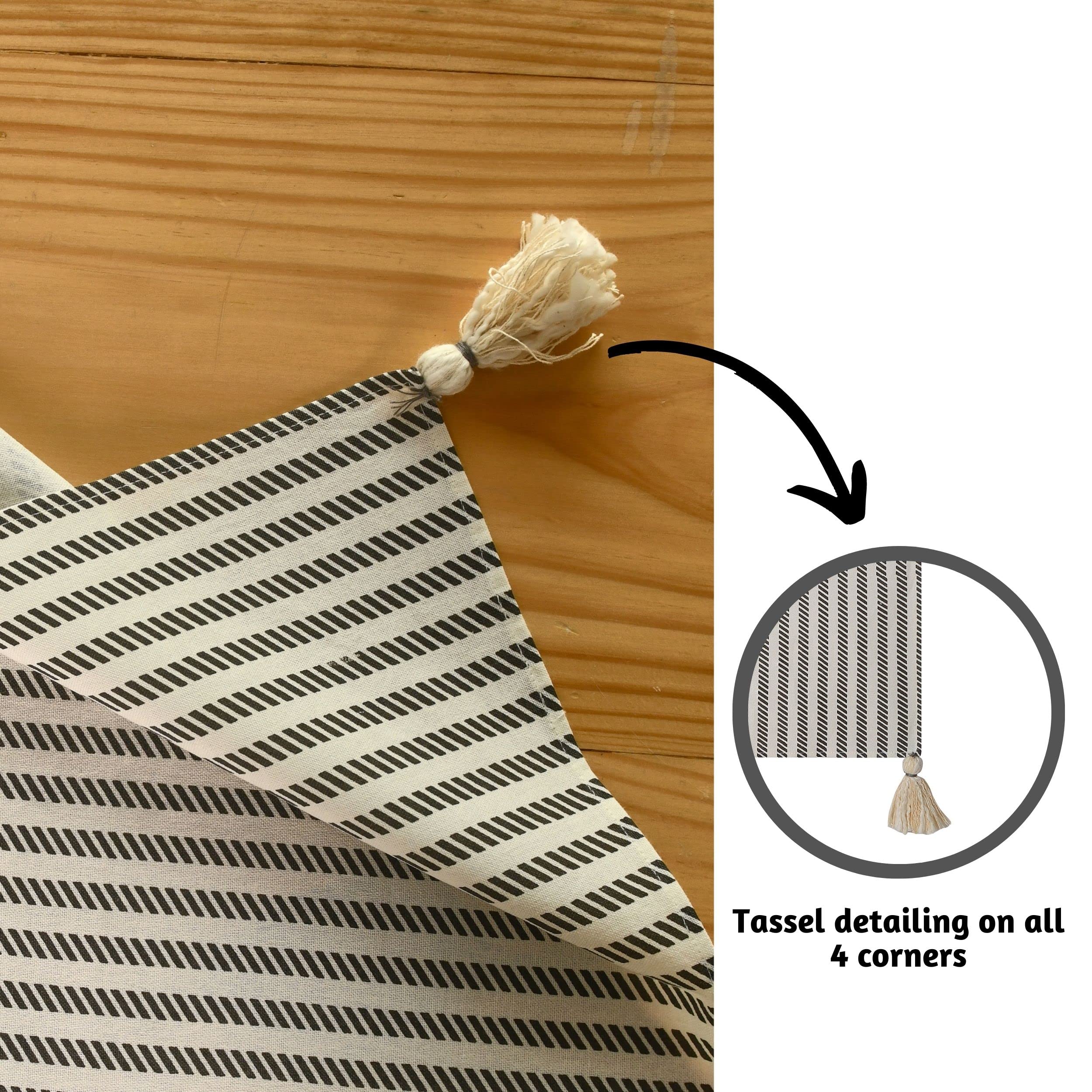 Folkulture Table Runner 108 Inches Long With Tassels For Home Dining Table, Farmhouse Style D  Cor Or Kitchen, 100% Cotton Boho