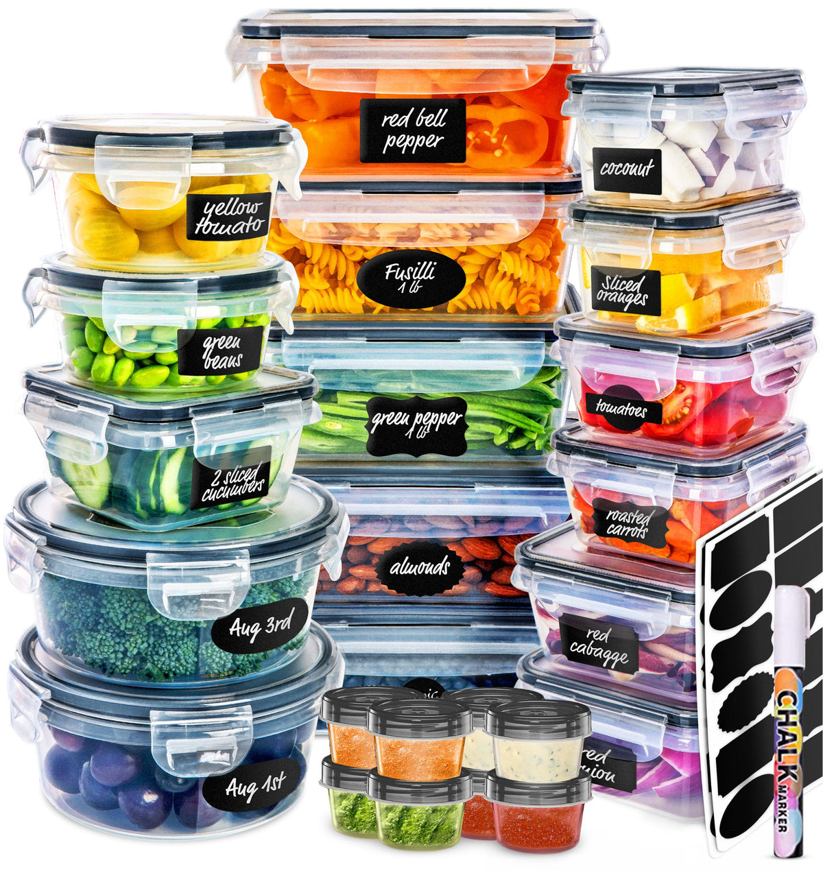 Fullstar 50 Pcs Plastic Food Storage Containers With Lids (24 Containers & 24 Lids), Leakproof Bpa-Free Containers For Kitchen O
