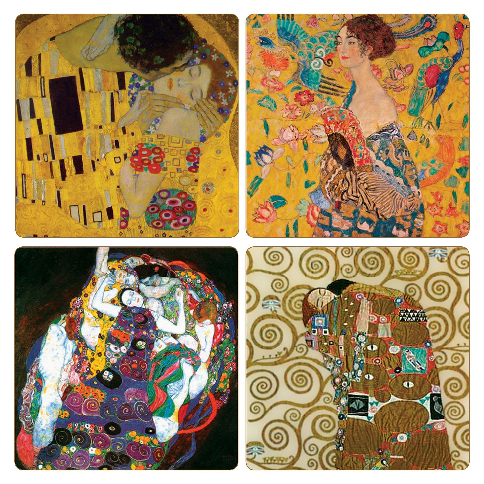 Coasterstone ''Gustav Klimt Collection'' Absorbent Coasters, 4-1/4-Inch, Set Of 4