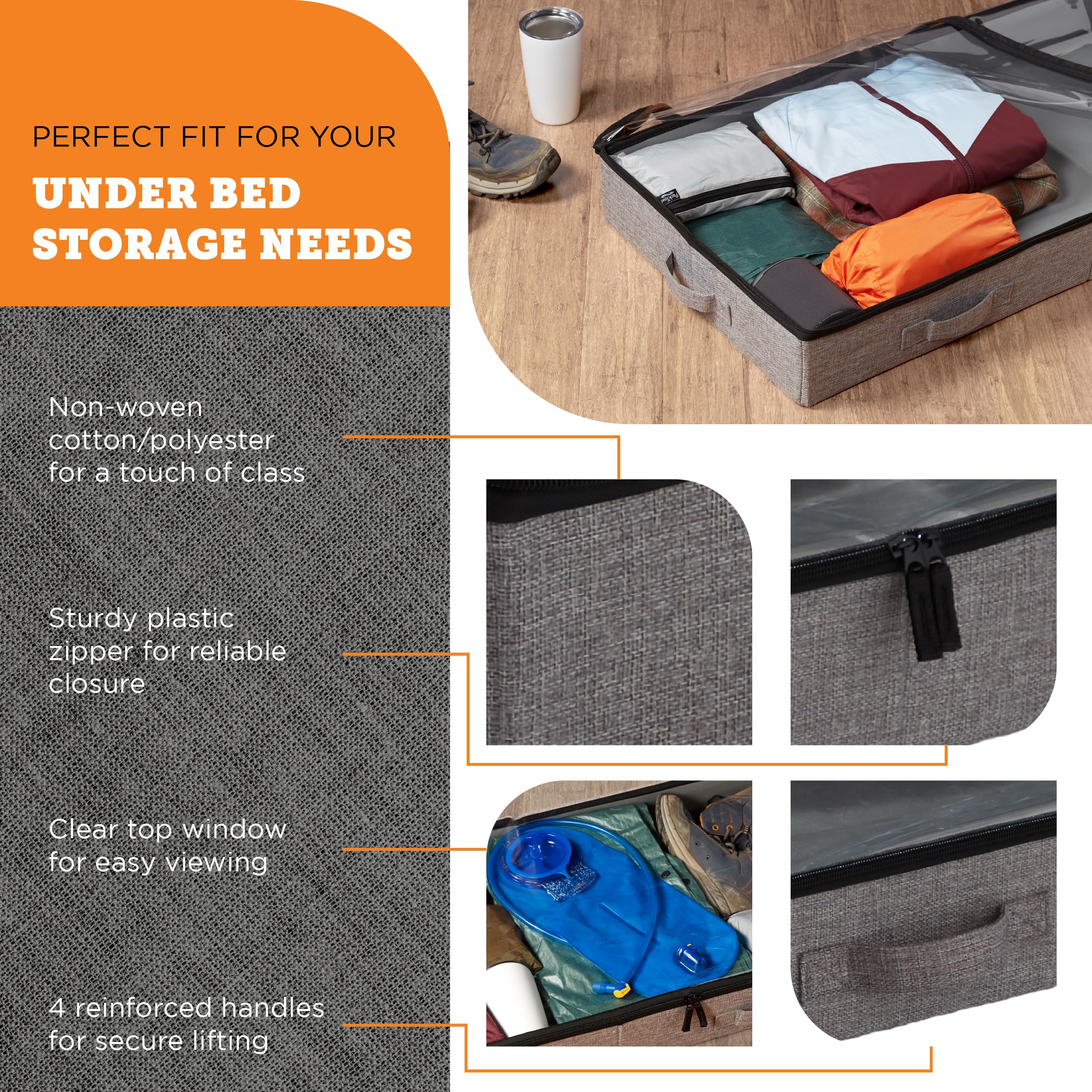storageLAB Under Bed Storage Containers, Closet Organizers and Storage Bins, 2 Pack Underbed Clothes Storage Organizer with Stur