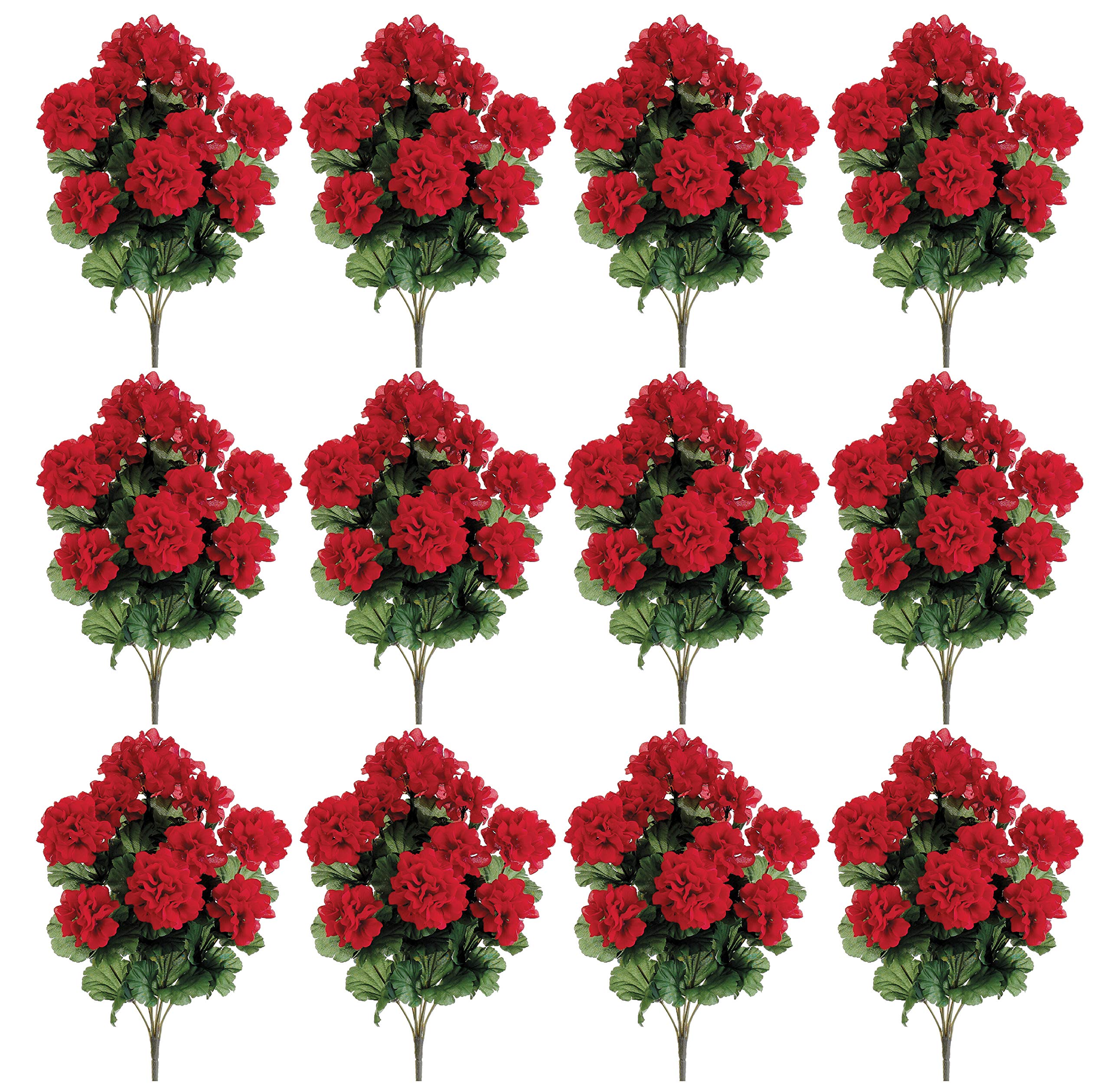 17 Silk Geranium Flower Bush -Red (case of 12)