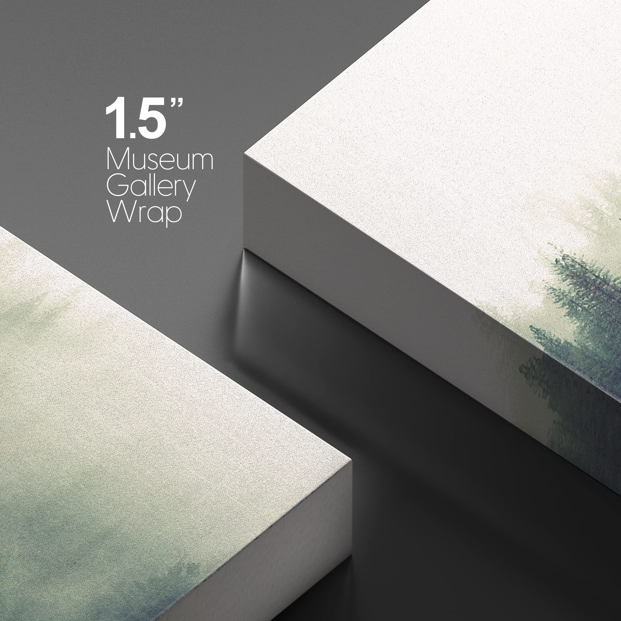 wall26 Canvas Print Wall Art Misty Green Forest Pine Trees in Sunlight Nature Wilderness Photography Modern Art Rustic Scenic Colorful Multicolor for Living Room  Bedroom  Office - 32''x48''