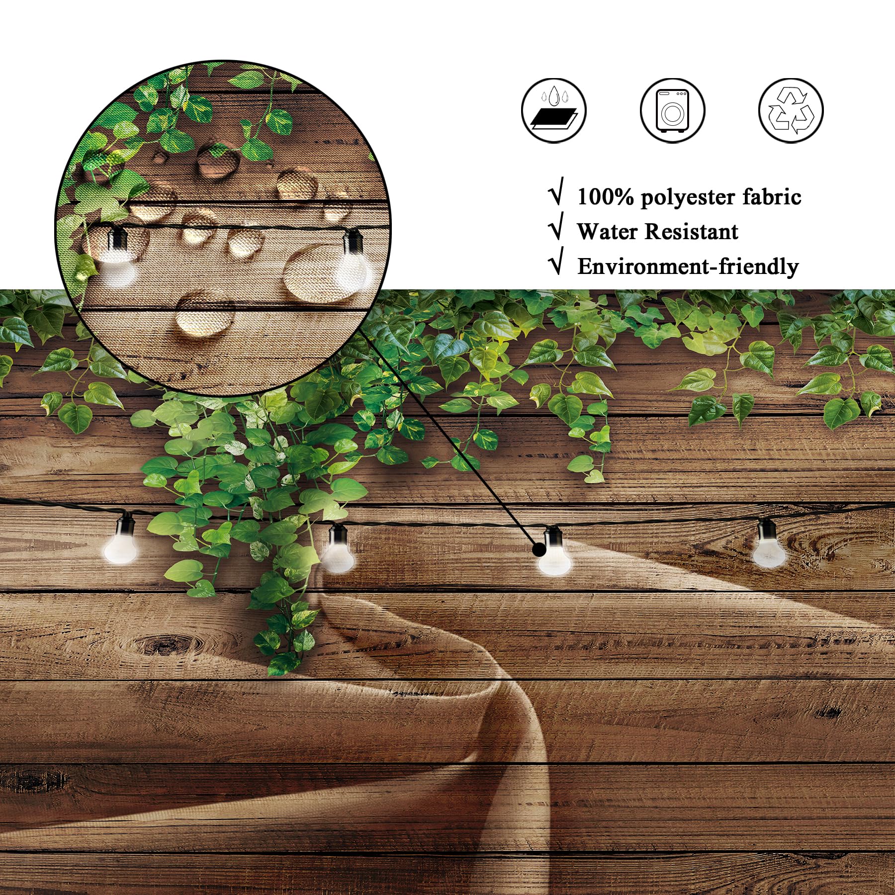 Riyidecor Extra Wide Wooden Clawfoot Tub Fabric Shower Curtain 108Wx72H Inch Rustic Wood Green Leaves 18 Pack Metal Hooks Western Farmhouse Brown Wall Board Bathroom Home Decor Waterproof Polyester