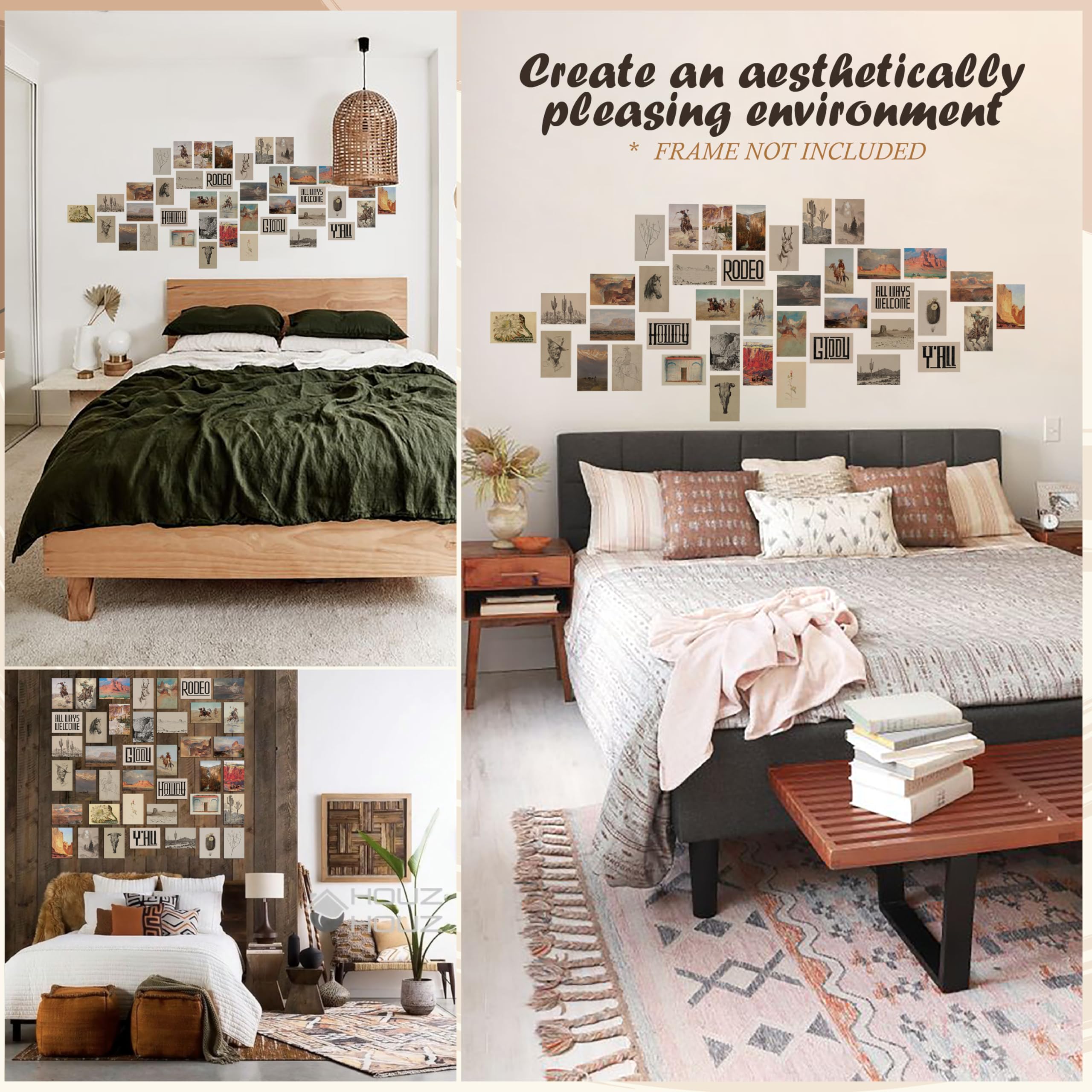 97 Decor Boho Western Decor For Home - 40 Pcs Collage Western Wall Decor For Bedroom, Boho Ranch Southwestern Wall Art Prints, O