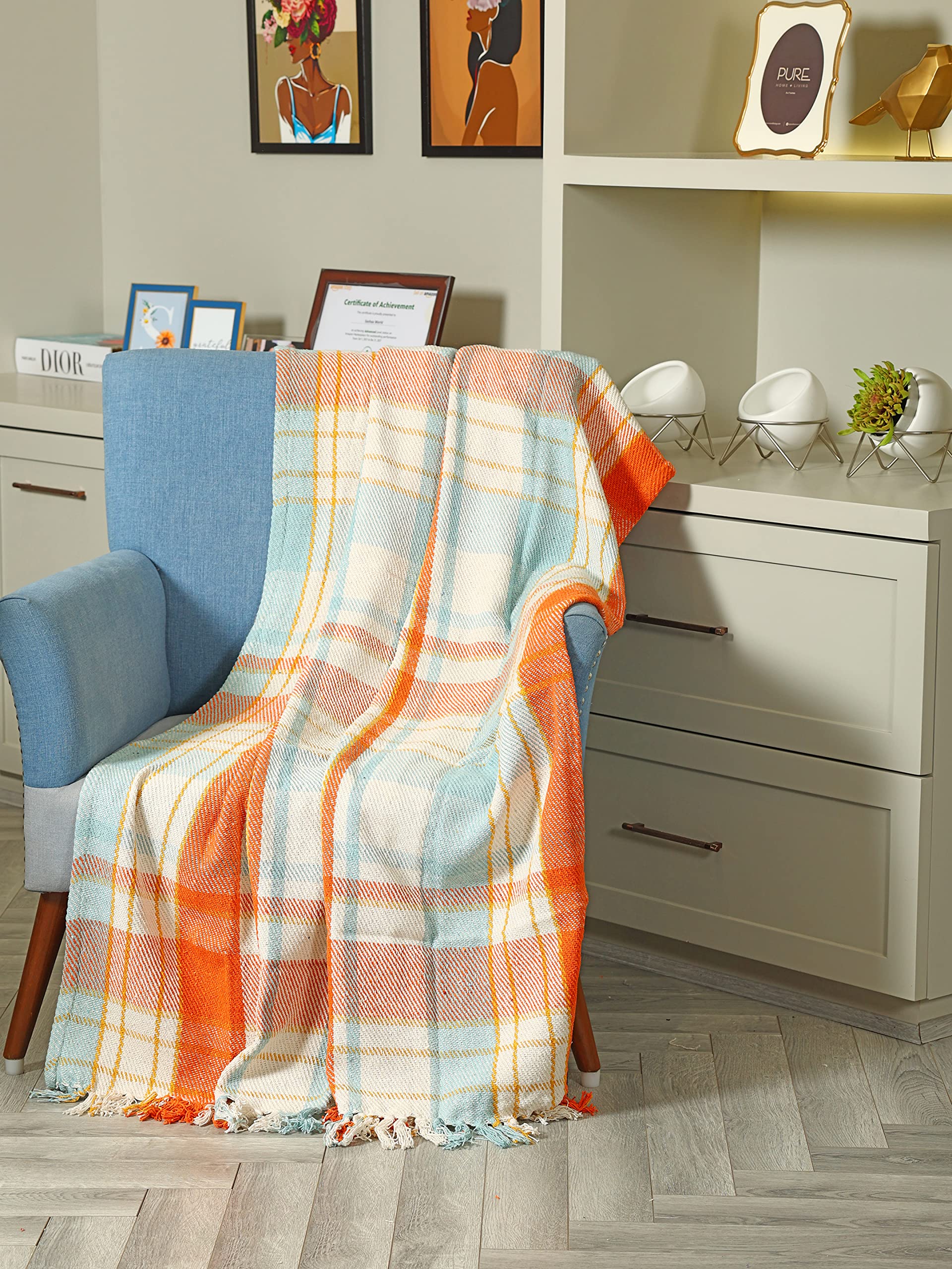 Sashaa World Plaid Blanket | Throw For Living Room, Bedroom, Sofa & Chair | Multi-Coloured Blanket | 1200G, 125X150 Cm