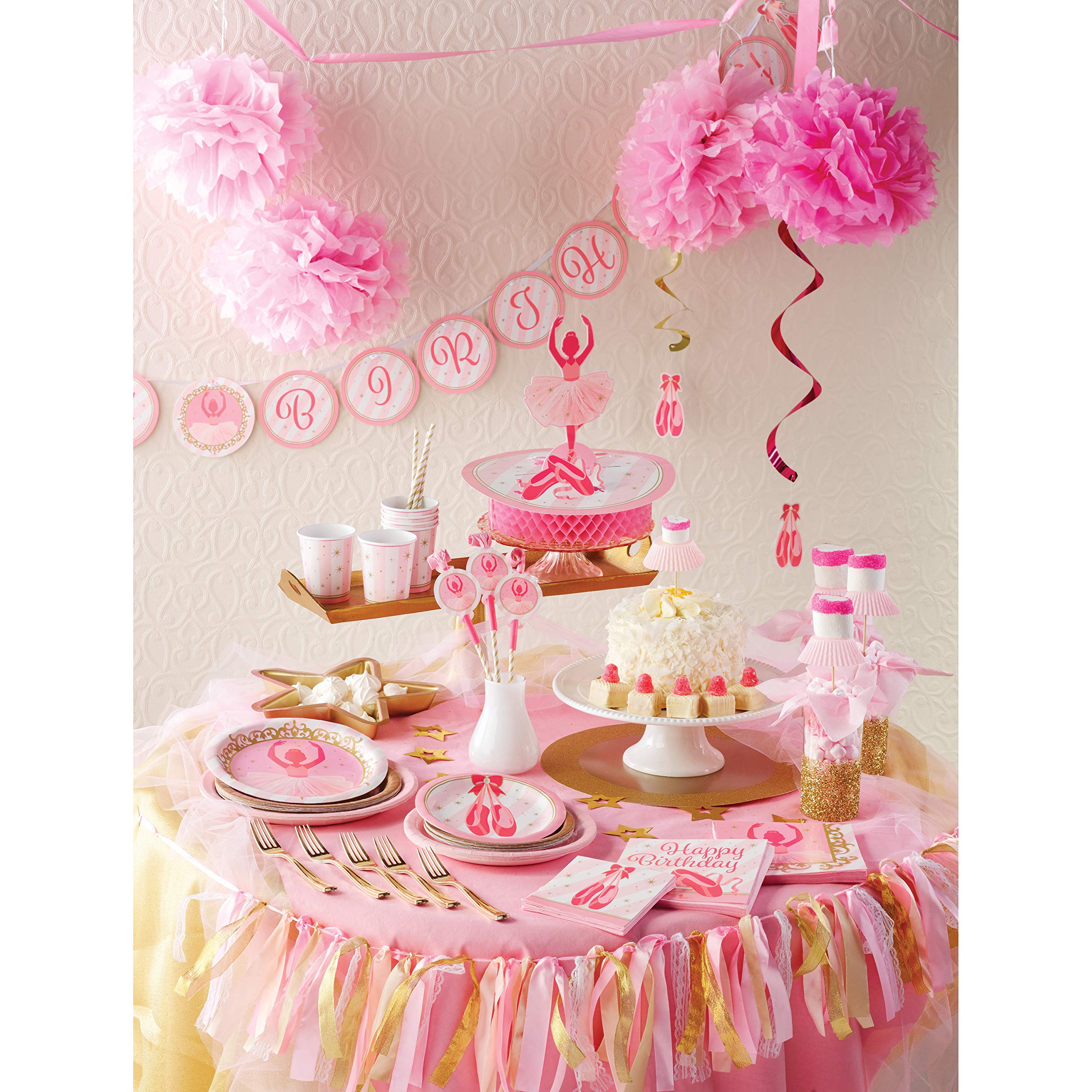 Creative Converting Twinkle Toes Ballerina Paper Party Cups, 9 Oz, Pink