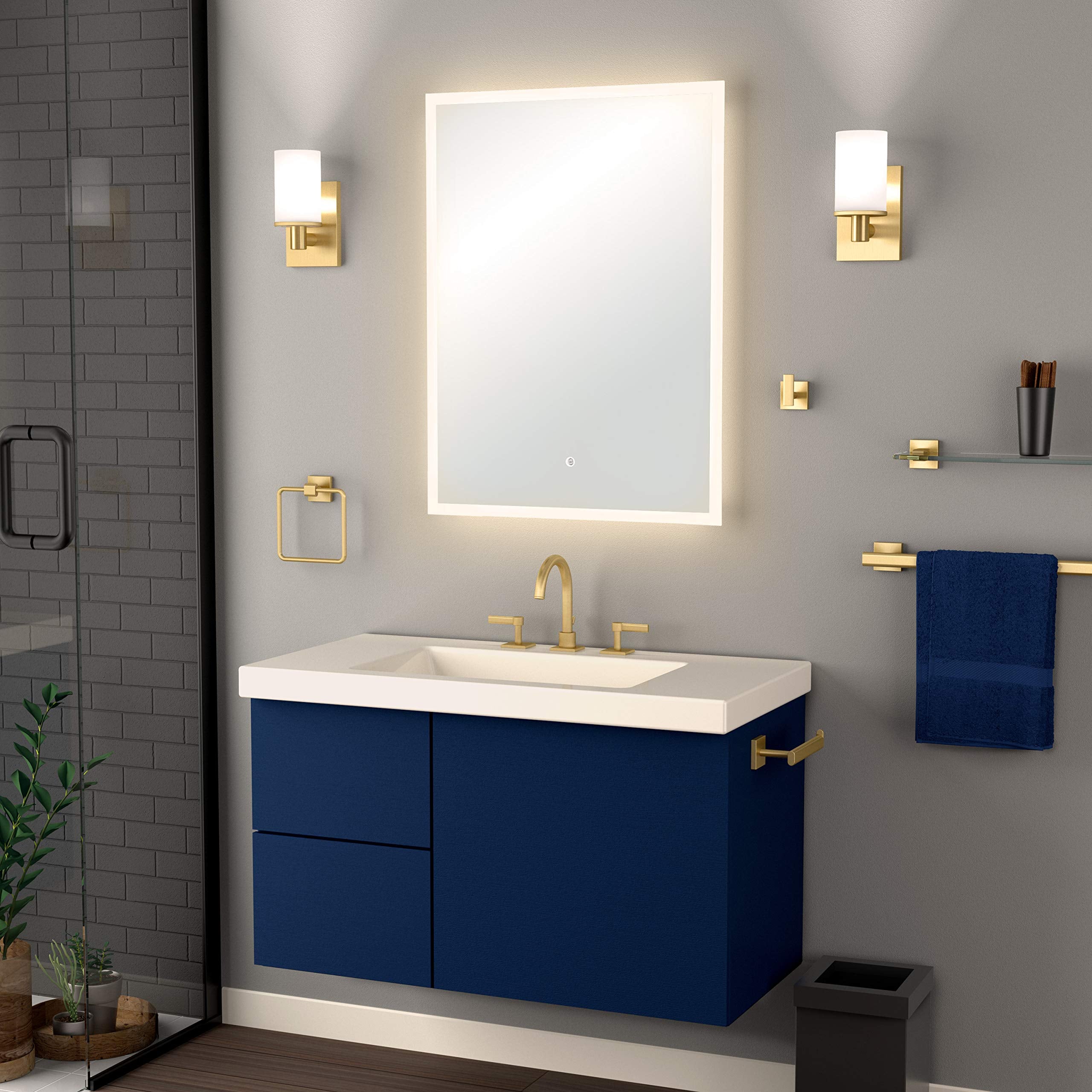Gatco 4062 Elevate  Towel Ring  Brushed Brass/Wall Mounted 6.13'' Wide Towel Ring for Bathroom