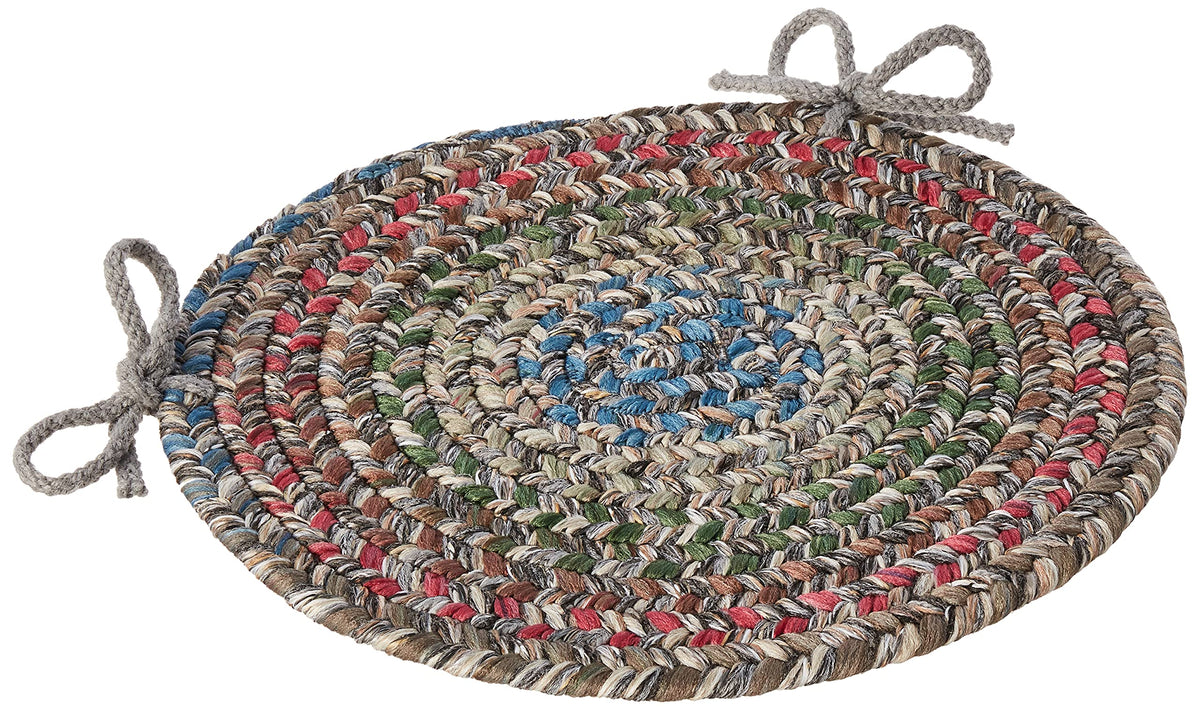 Sonya Reversible Braided Chair Pads, 15-Inch, Graphite Multicolor, Set Of 4