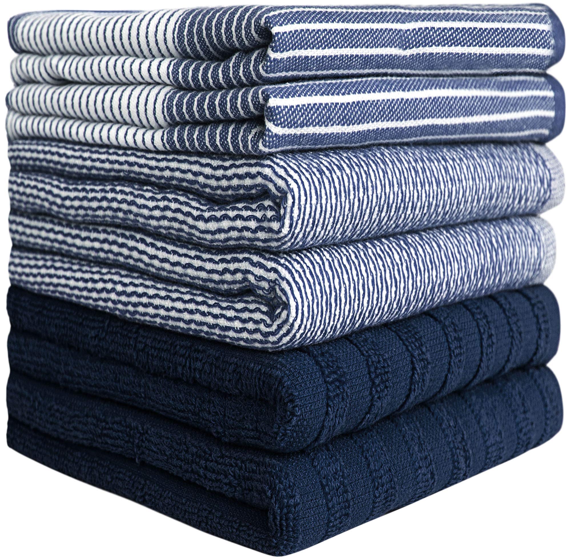 Premium Kitchen Dish Hand Towels (20   X 28   , 6 Pack) | Large,Cotton Flat & Terry Highly Absorbent Tea Towels Set With Hanging