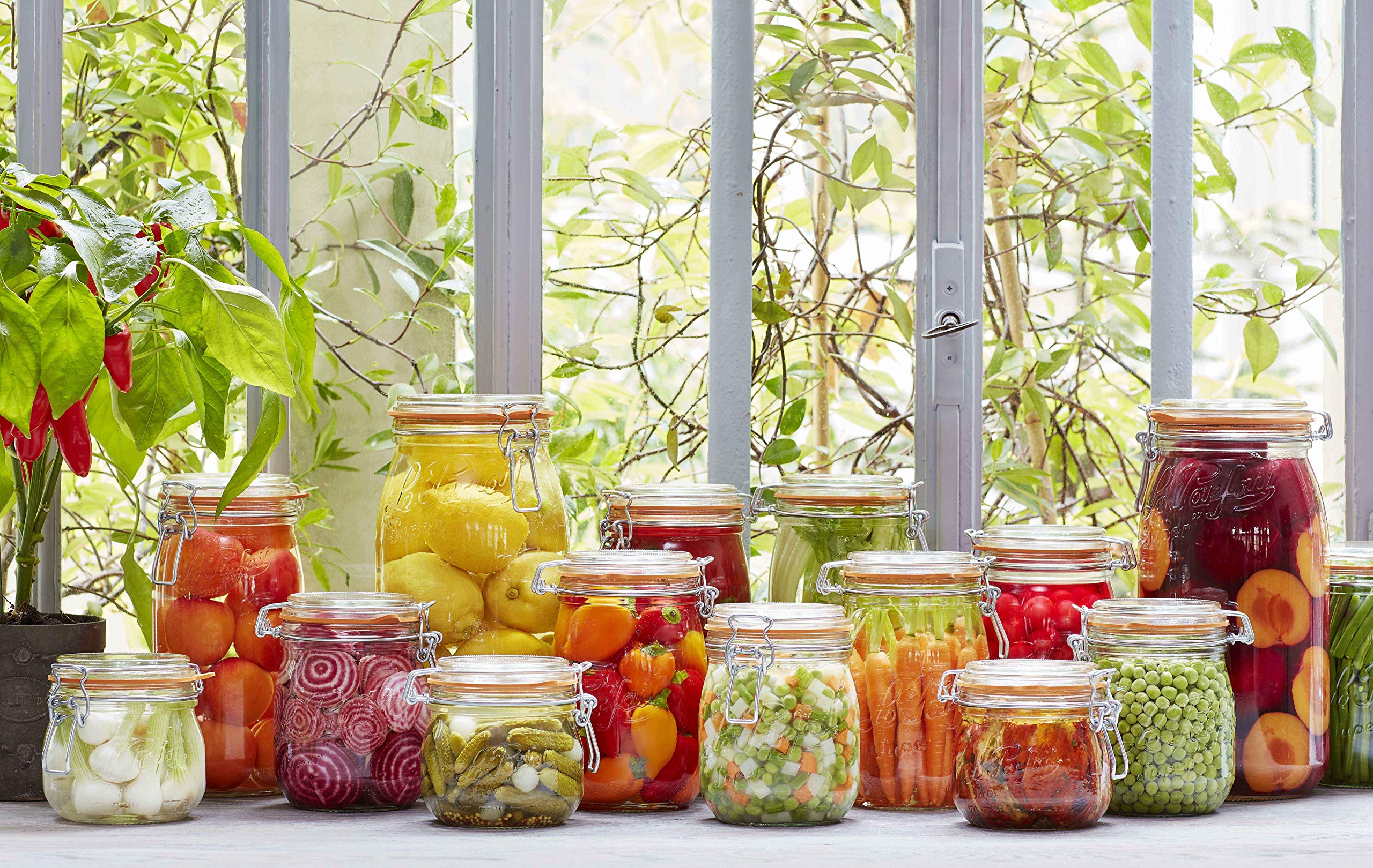 Le Parfait Super Jar, Canning Jars, 250Ml French Glass Canning Jar W/Round Body, Glass Jars W/Airtight Lid, Canning Jars Wide Mo