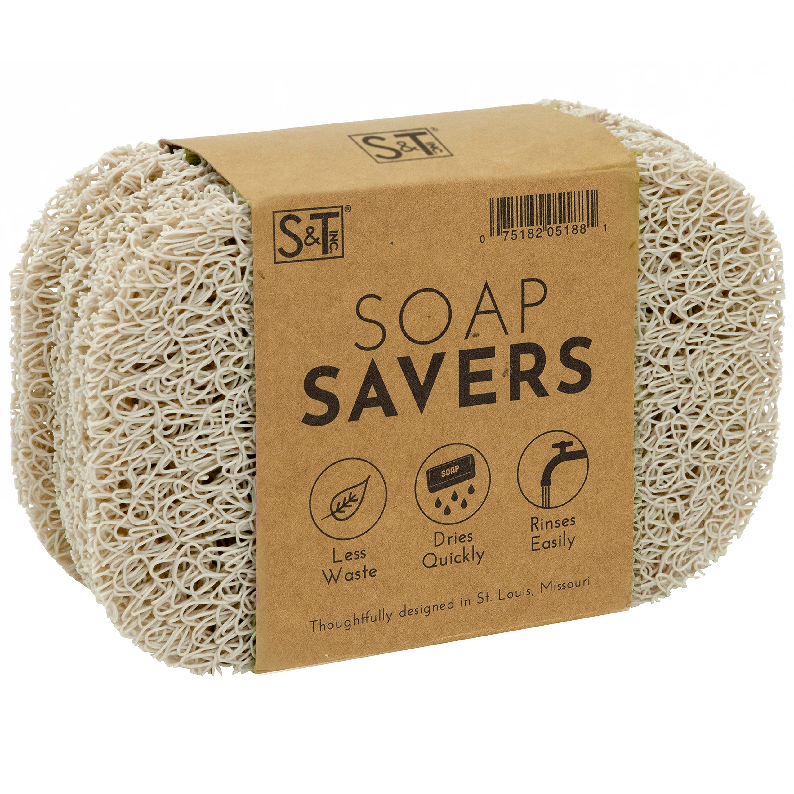 S&T INC. BPA-Free Soap Savers for Kitchen and Bathroom  4 Pack  Cream
