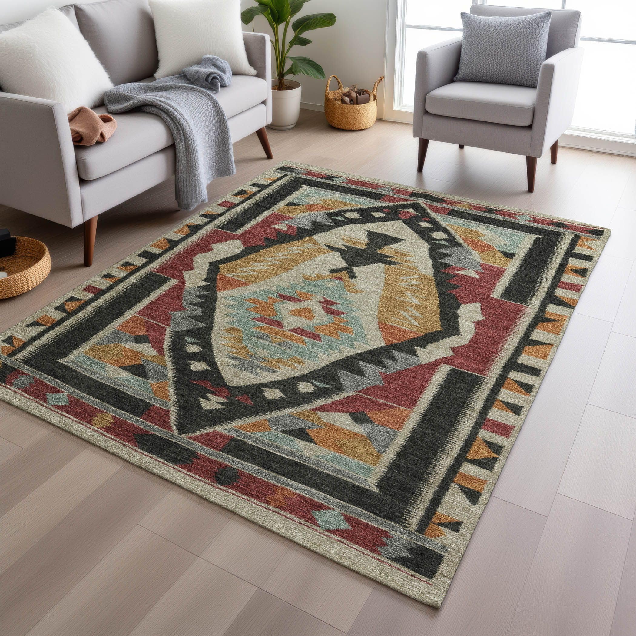 Machine Washable Indoor/Outdoor Chantille Red 5 x 76 Rug