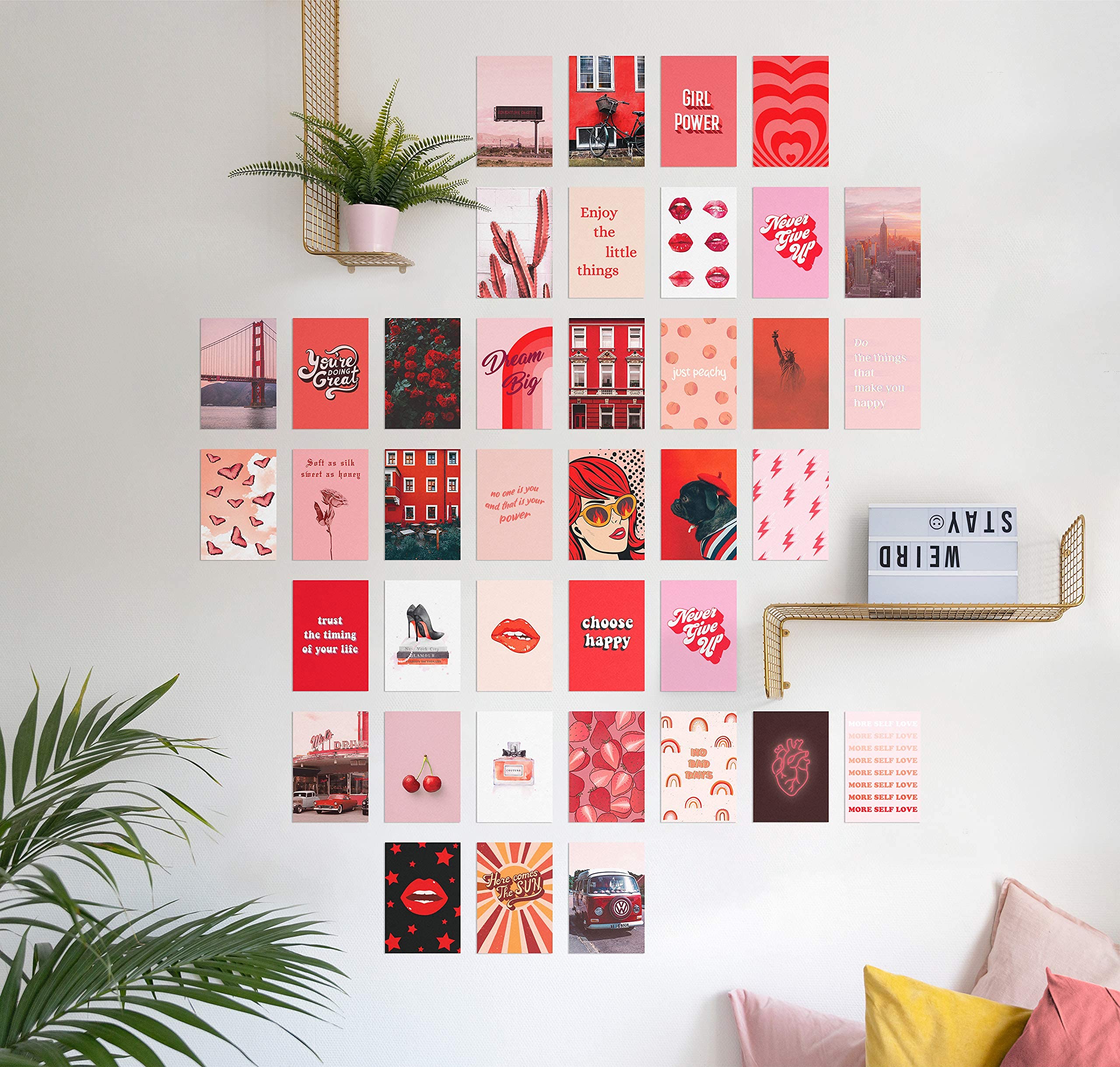 Haus And Hues Photo Collage Kit For Wall Aesthetic Decor Red Posters For Room Aesthetic, Red Wall Collage Kit, Aesthetic Wall Co