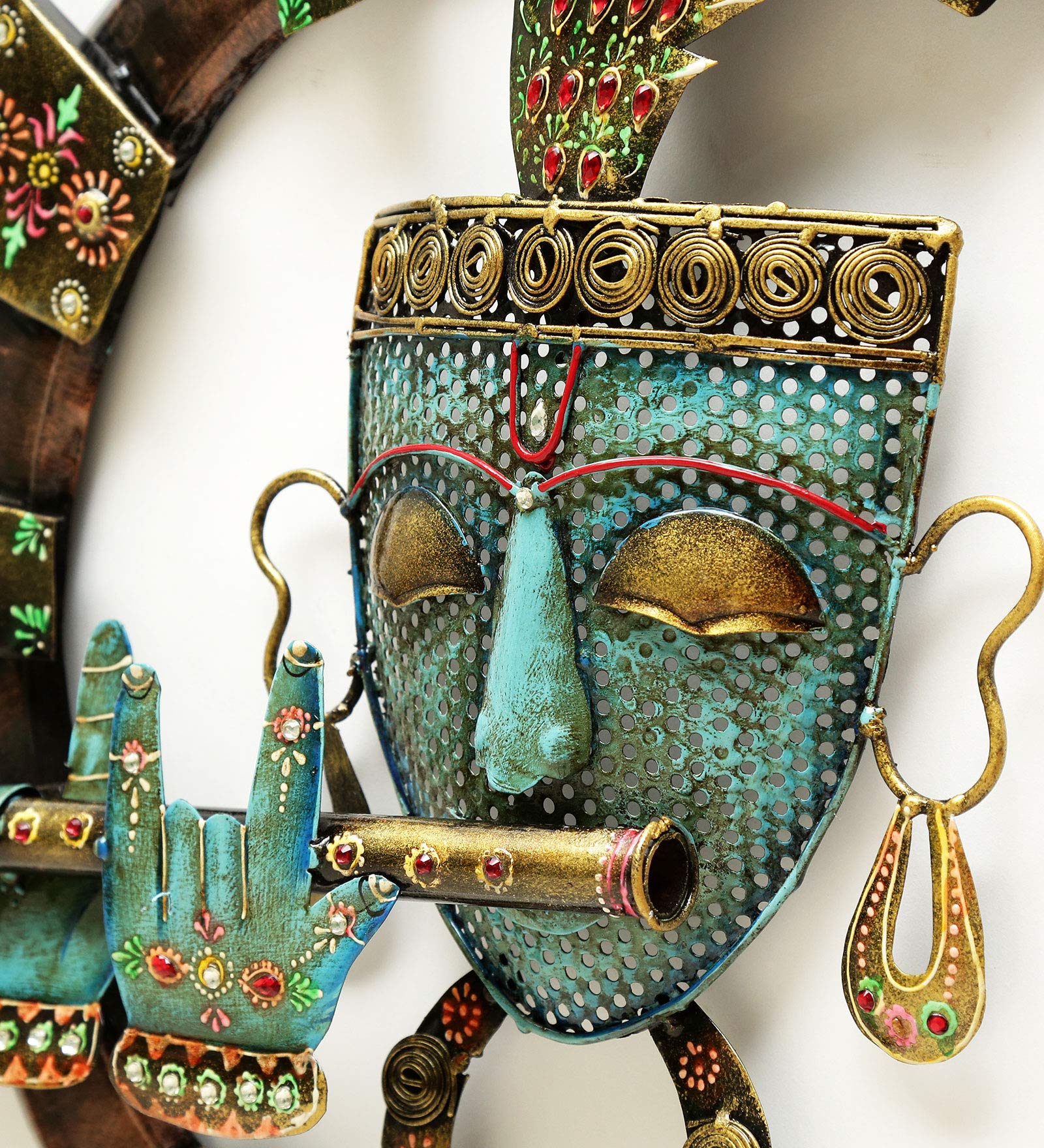 Desert Art Iron Krishna Wall Hanging In Blue Colour(48.26 X5.08 X48.26) Cm