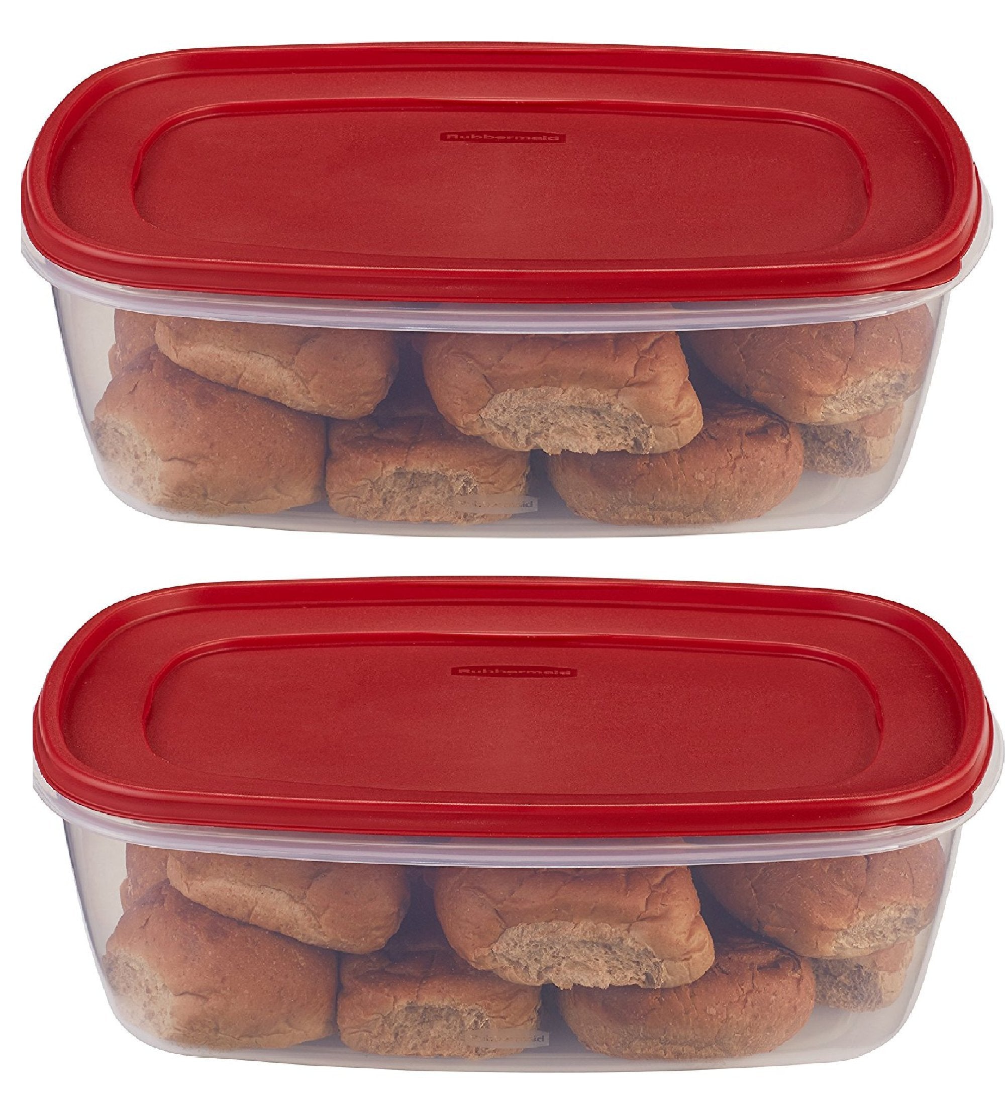 Rubbermaid 071691405382 Food, 2 Pack, Clear With Red Lid