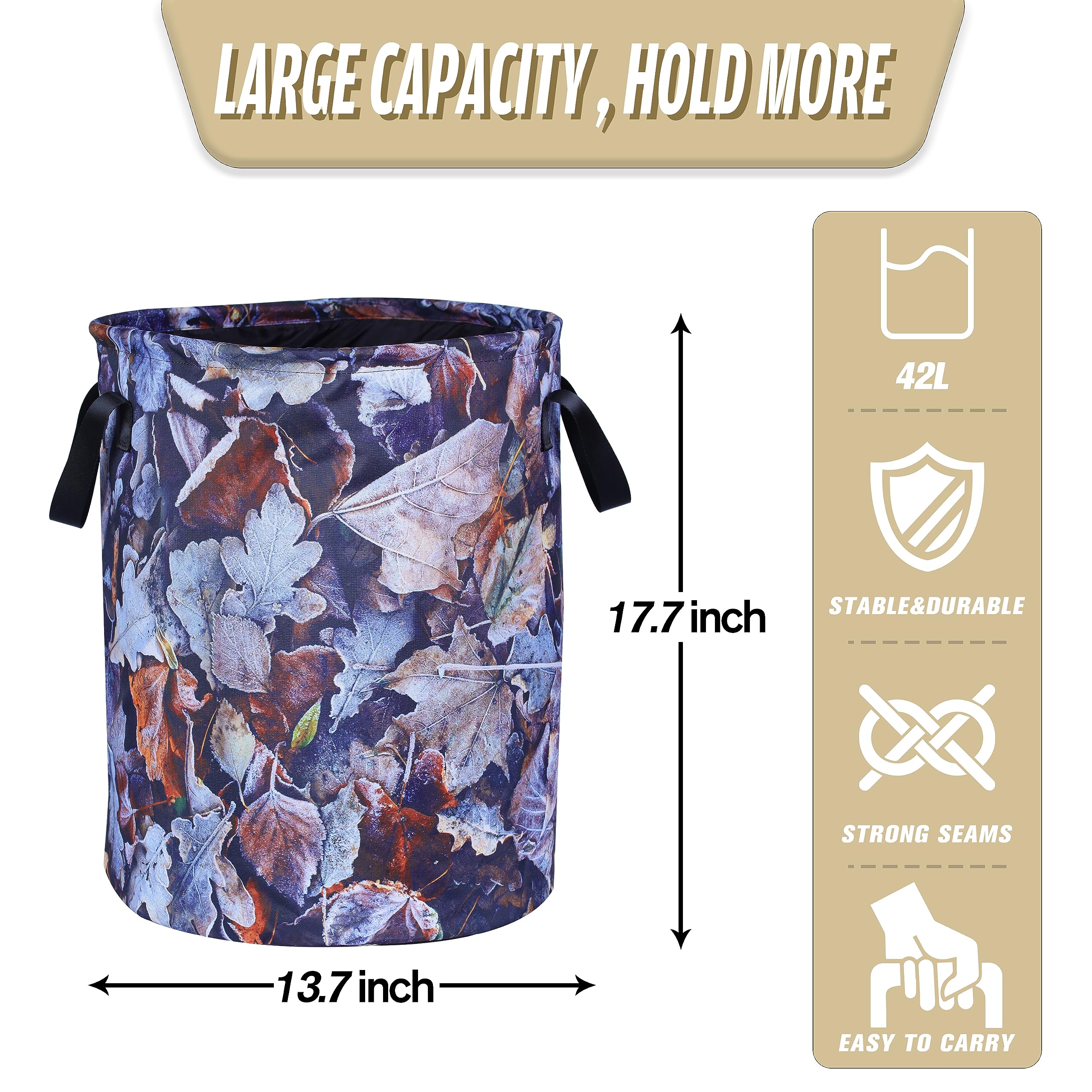 Color Leaf Laundry Basket Camo Maple Leaf Foldable Oxford Cloth Funny Tote Bag Laundry Hamper Clothes Storage Bucket Organizer F